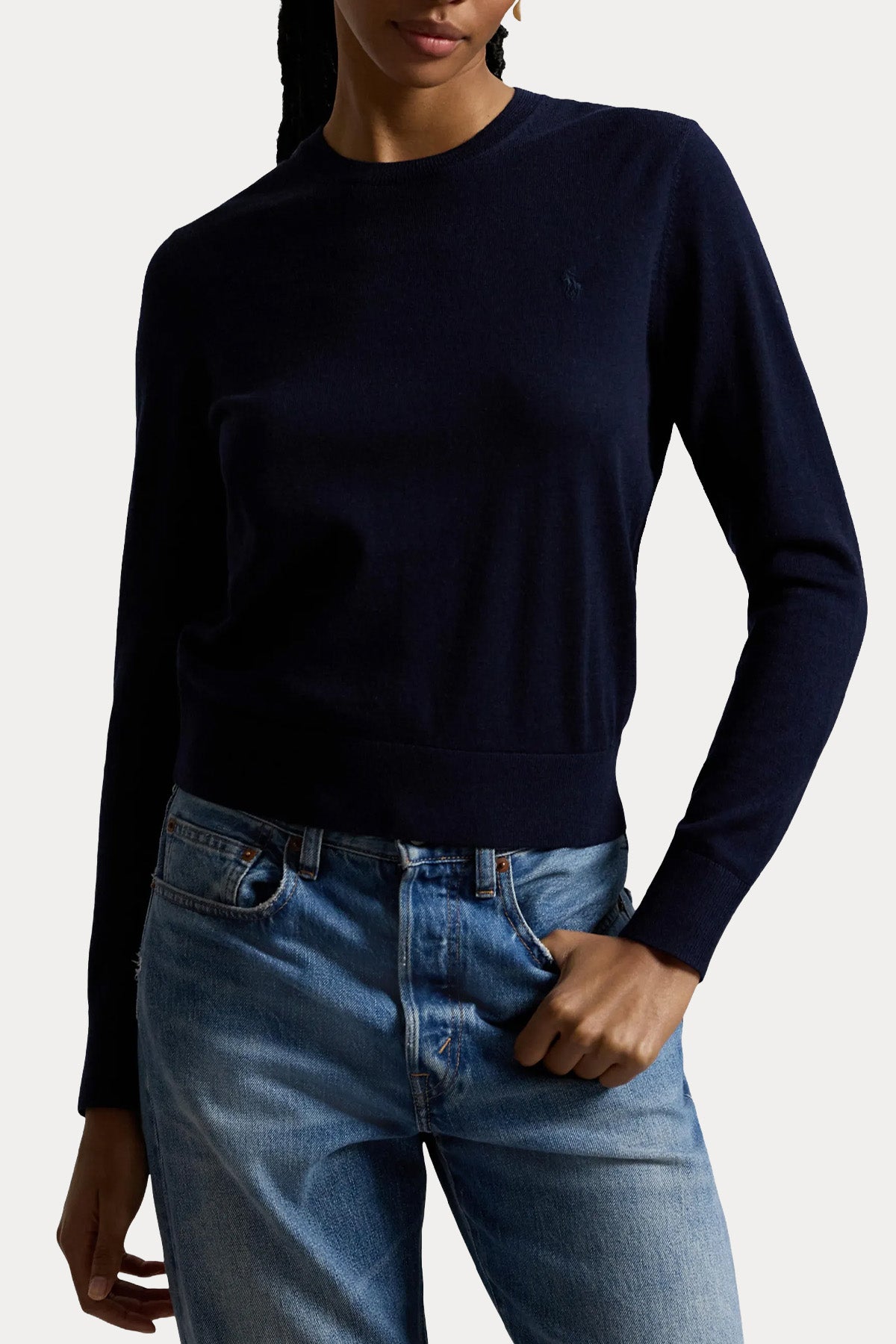 Polo Ralph Lauren Slim Fit Yuvarlak Yaka İnce Örgü Yün Triko