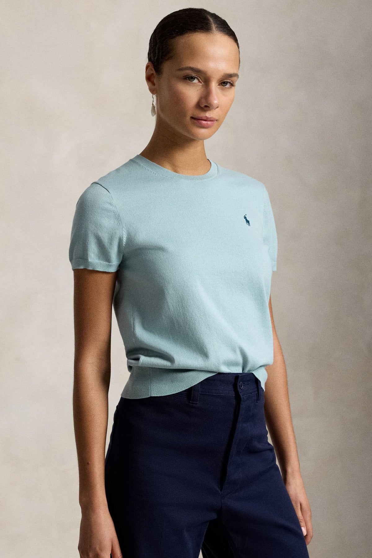 Polo Ralph Lauren Slim Fit Yuvarlak Yaka İnce Örgü Streç Triko