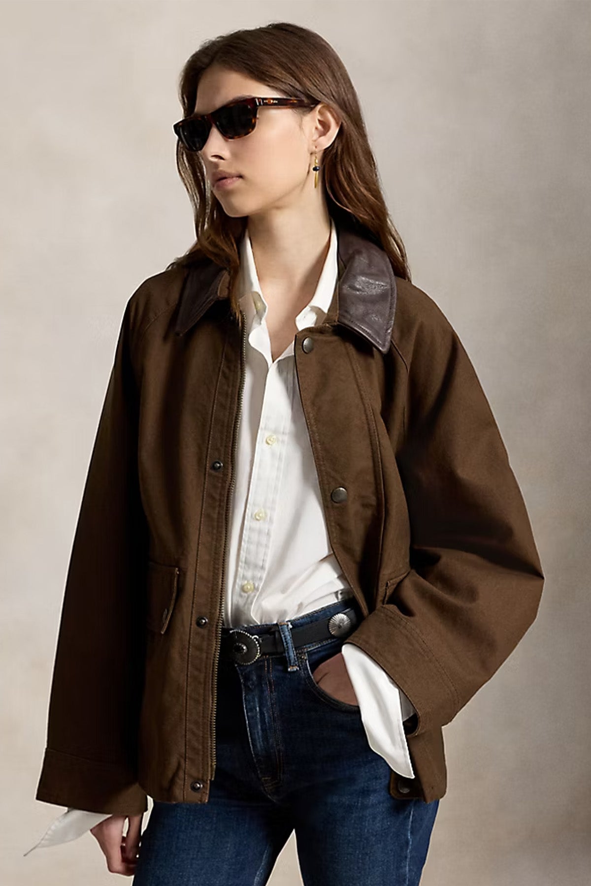 Polo Ralph Lauren Relaxed Fit Yakası Deri Cep Detaylı Trençkot