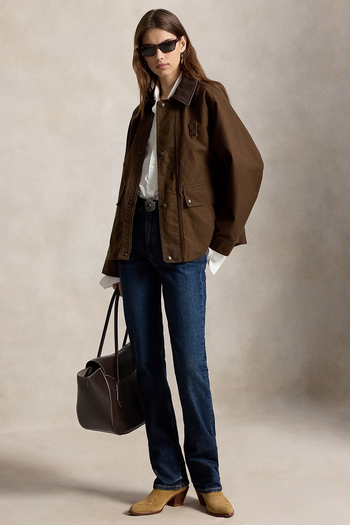 Polo Ralph Lauren Relaxed Fit Yakası Deri Cep Detaylı Trençkot