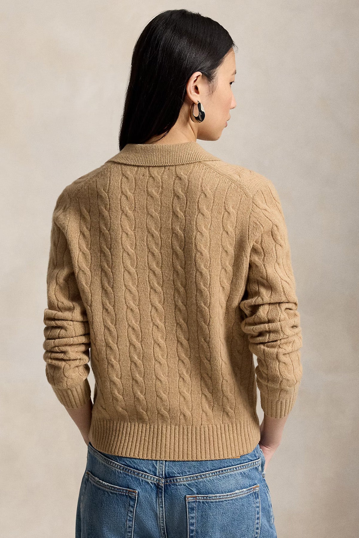 Polo Ralph Lauren Polo Yaka Kaşmir Saç Örgü Yün Triko