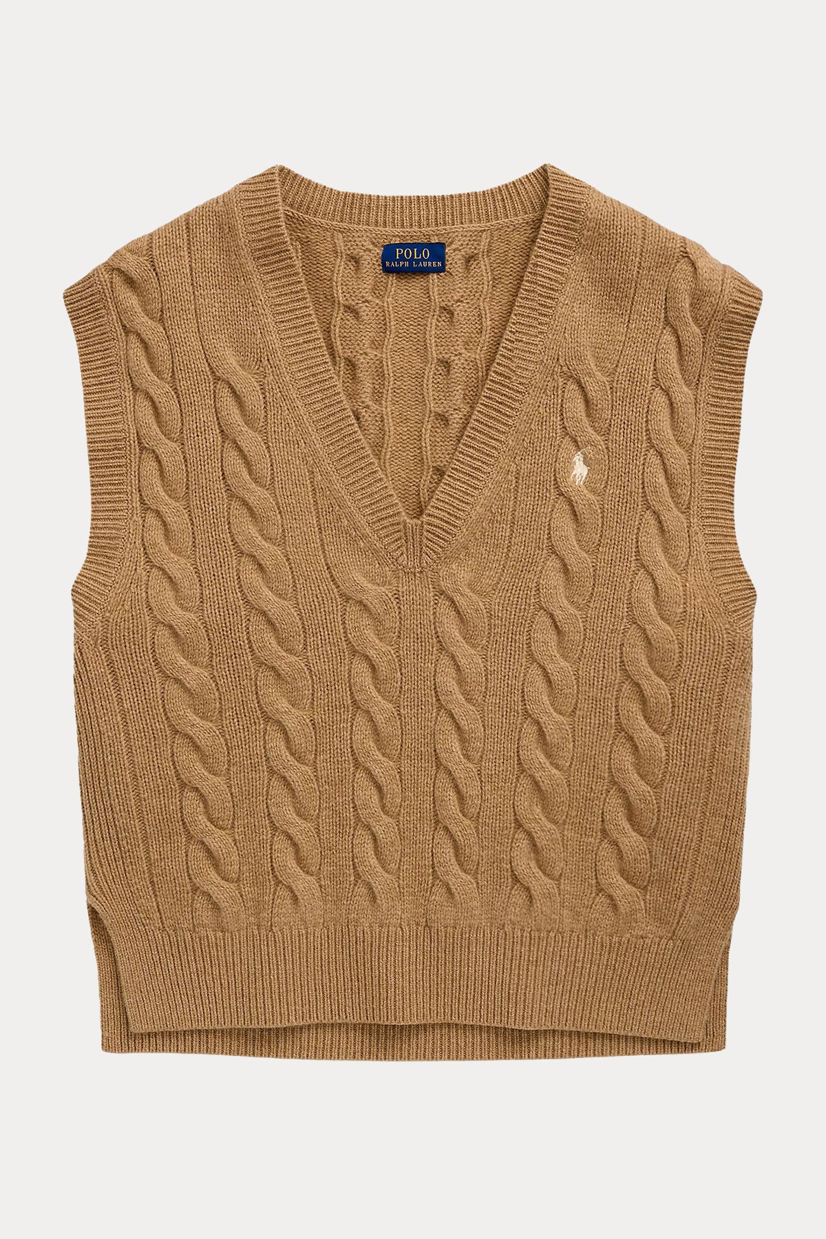 Polo Ralph Lauren Relaxed Fit V Yaka Saç Örgü Kaşmir Yün Triko