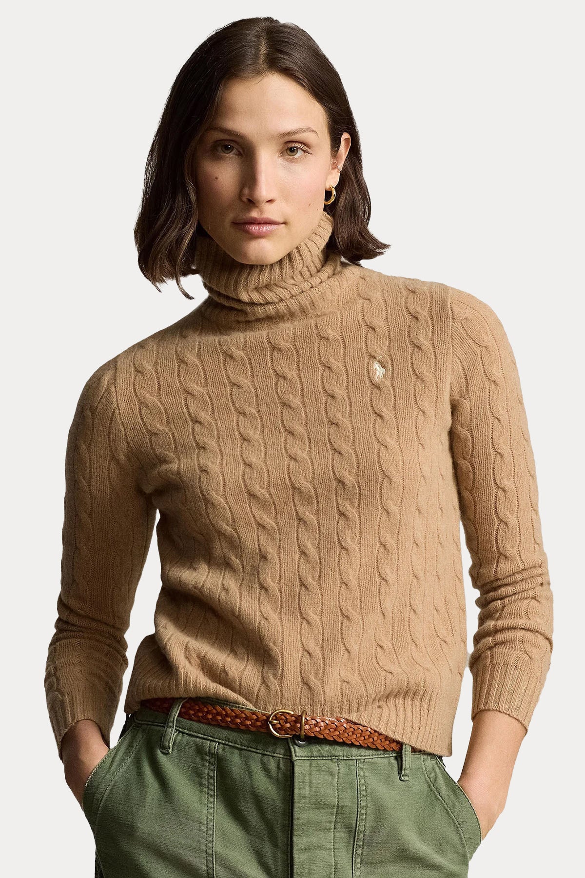 Polo Ralph Lauren Balıkçı Yaka Kaşmir Saç Örgü Yün Triko