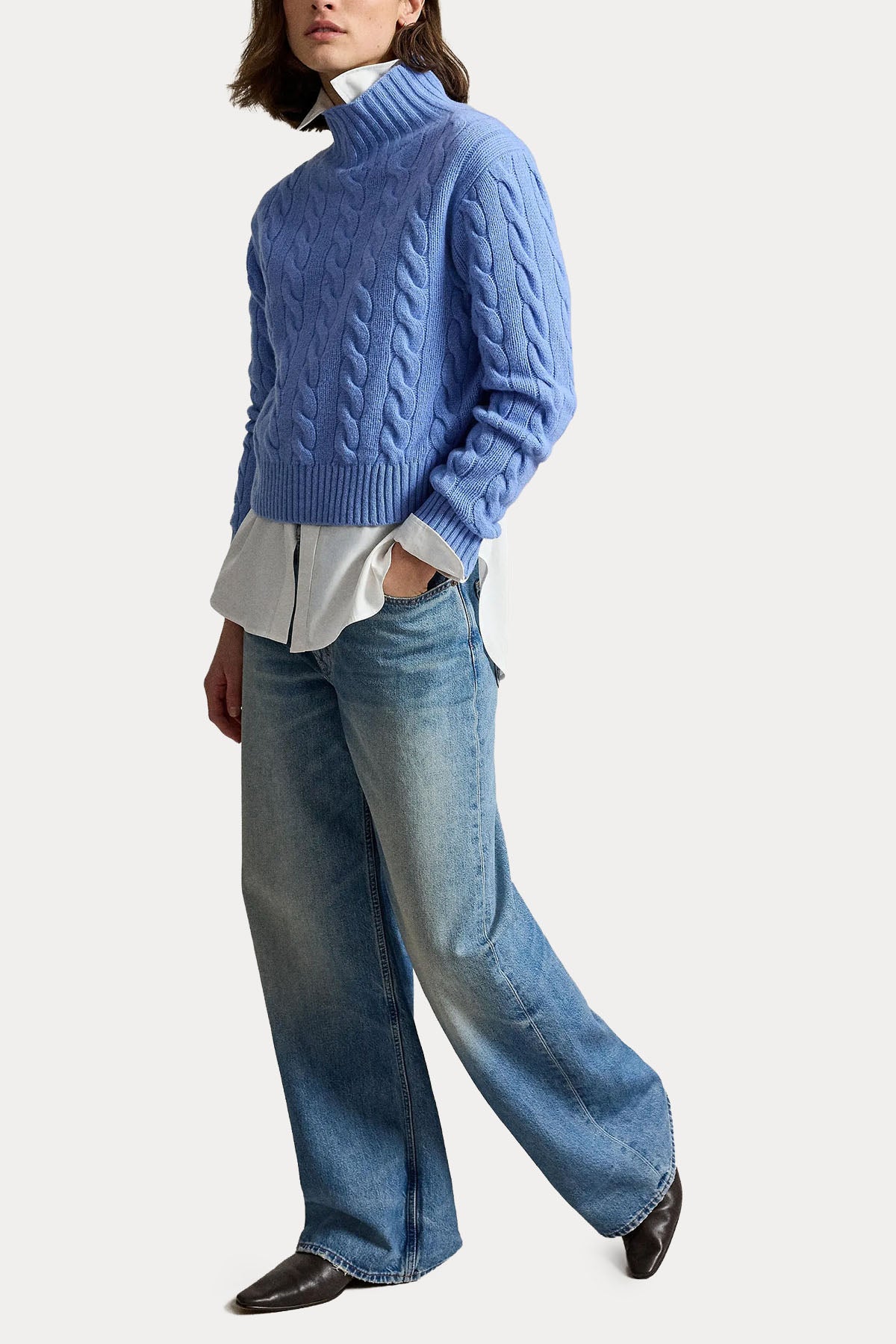 Polo Ralph Lauren Relaxed Fit Kaşmir Saç Örgü Balıkçı Yaka Yün Triko