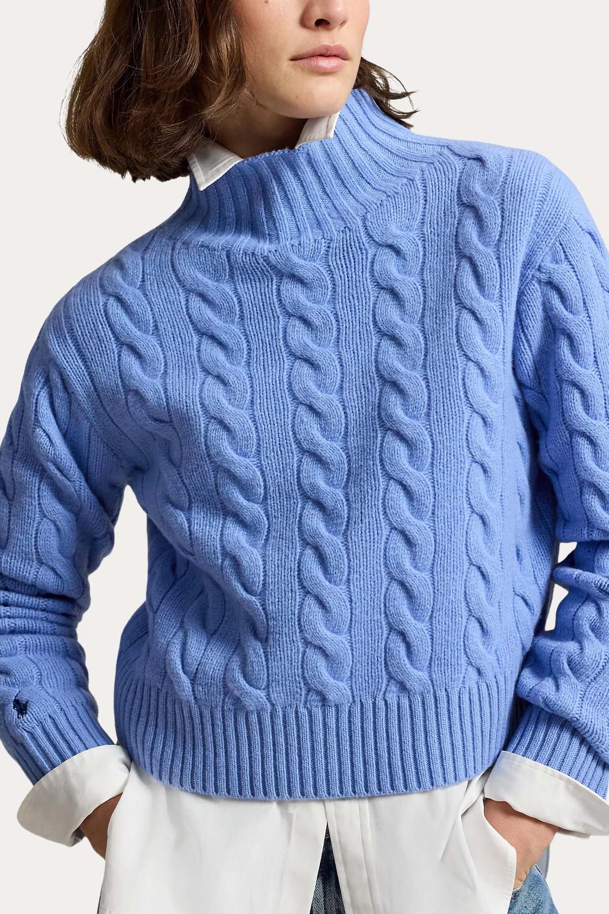 Polo Ralph Lauren Relaxed Fit Kaşmir Saç Örgü Balıkçı Yaka Yün Triko