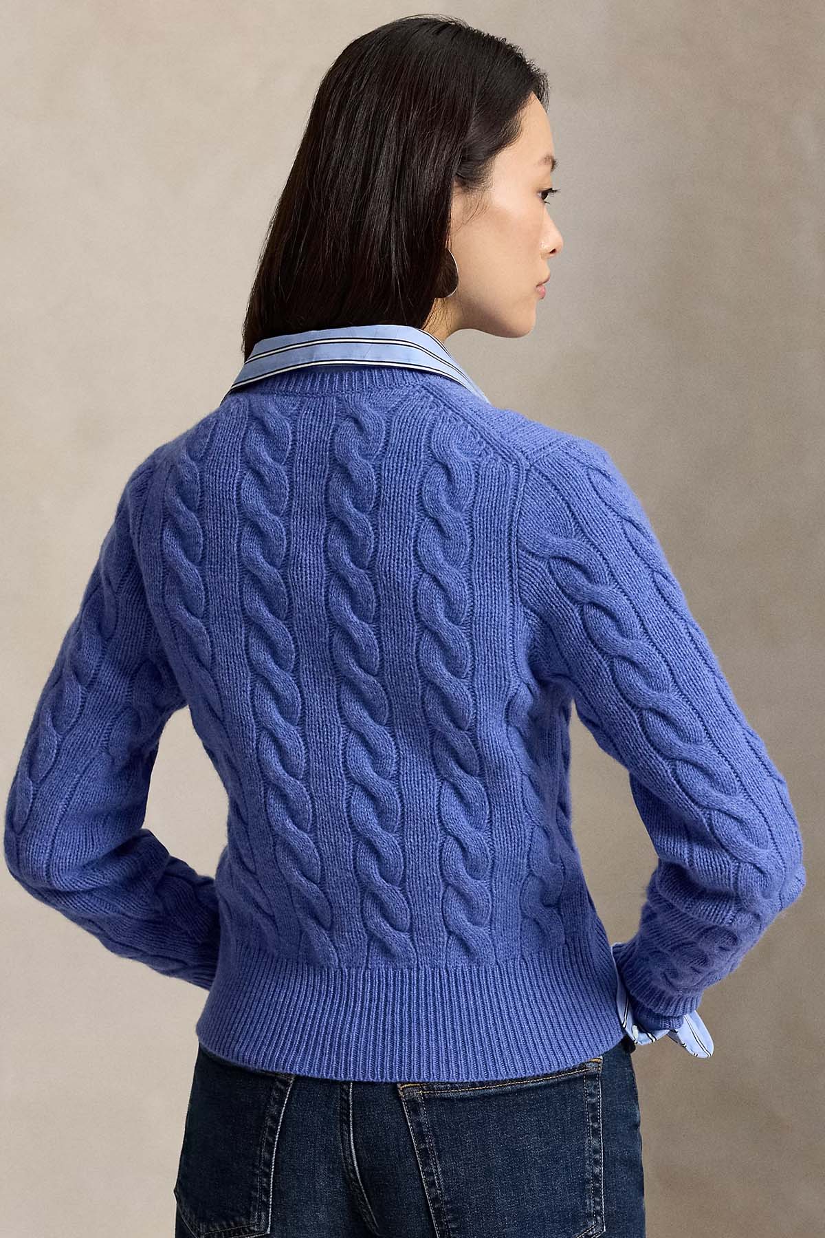 Polo Ralph Lauren Slim Fit Saç Örgü Kaşmir Yün Triko Ceket