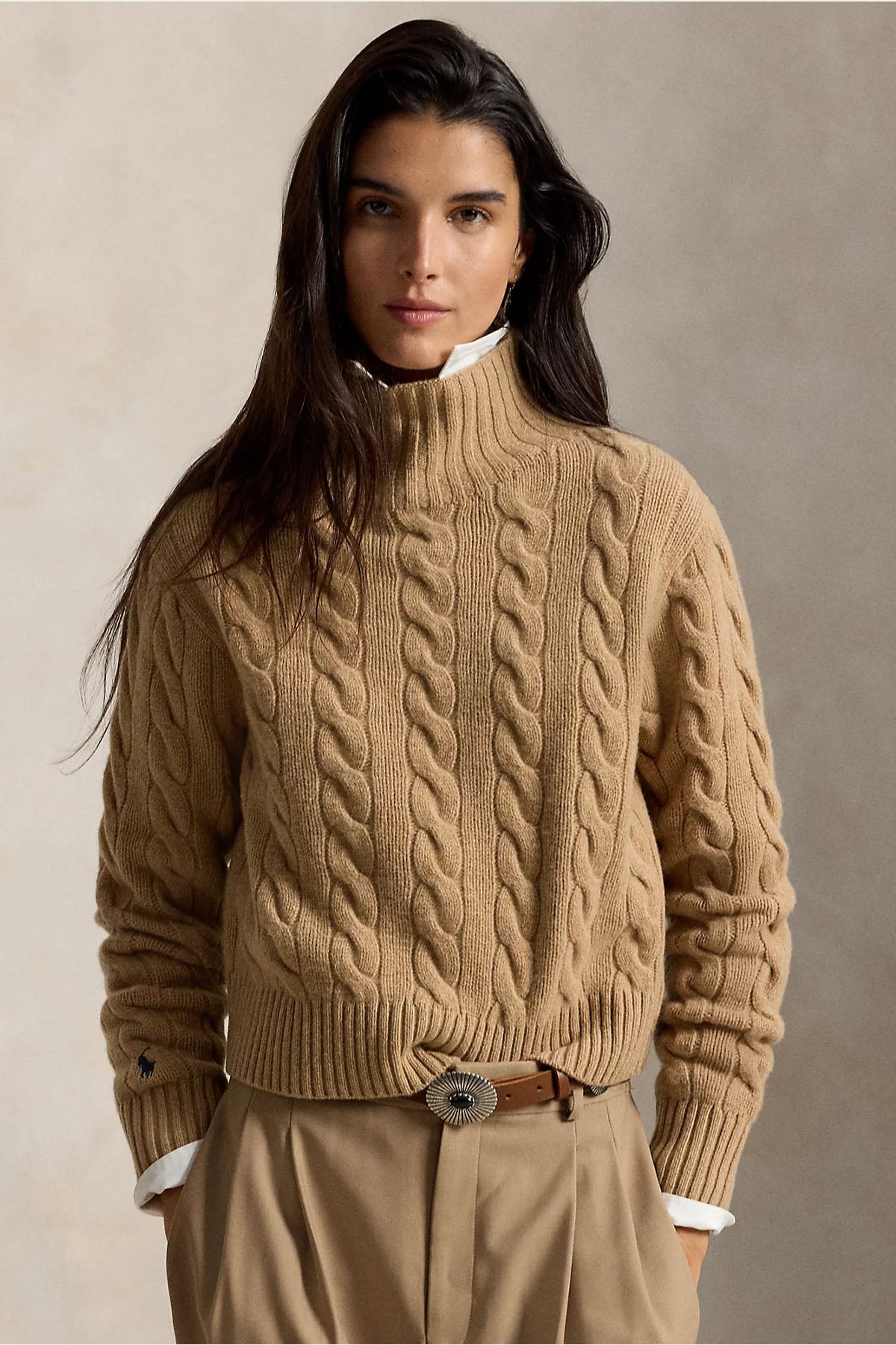 Polo Ralph Lauren Relaxed Fit Kaşmir Saç Örgü Balıkçı Yaka Yün Triko