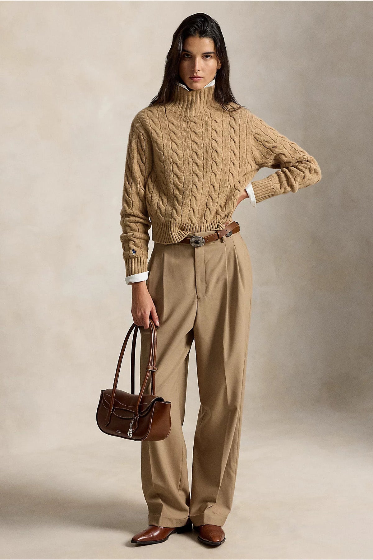 Polo Ralph Lauren Relaxed Fit Kaşmir Saç Örgü Balıkçı Yaka Yün Triko