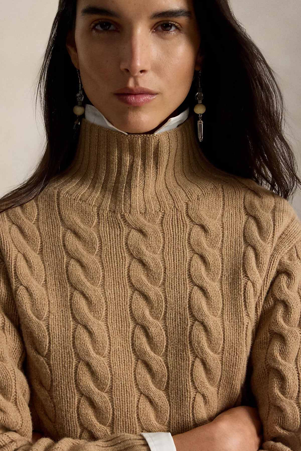 Polo Ralph Lauren Relaxed Fit Kaşmir Saç Örgü Balıkçı Yaka Yün Triko