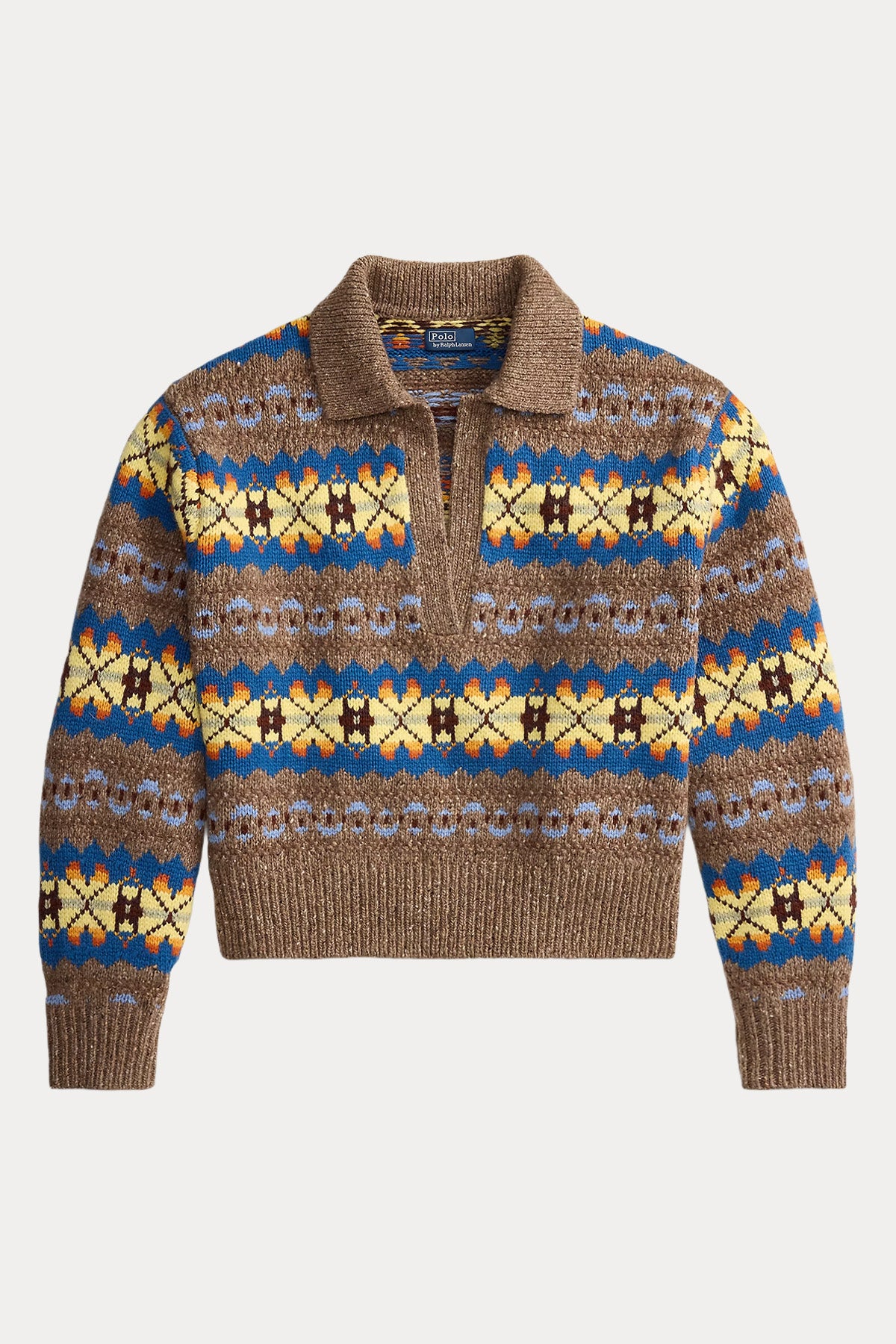 Polo Ralph Lauren Relaxed Fit Fair Isle Desenli Polo V Yaka Yün Triko