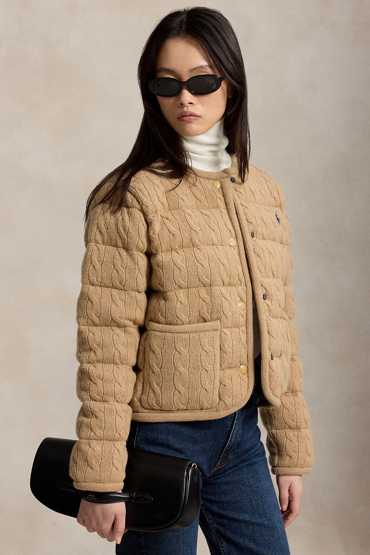 Polo Ralph Lauren Regular Fit Kaşmir Saç Örgü Yün Puffer Ceket