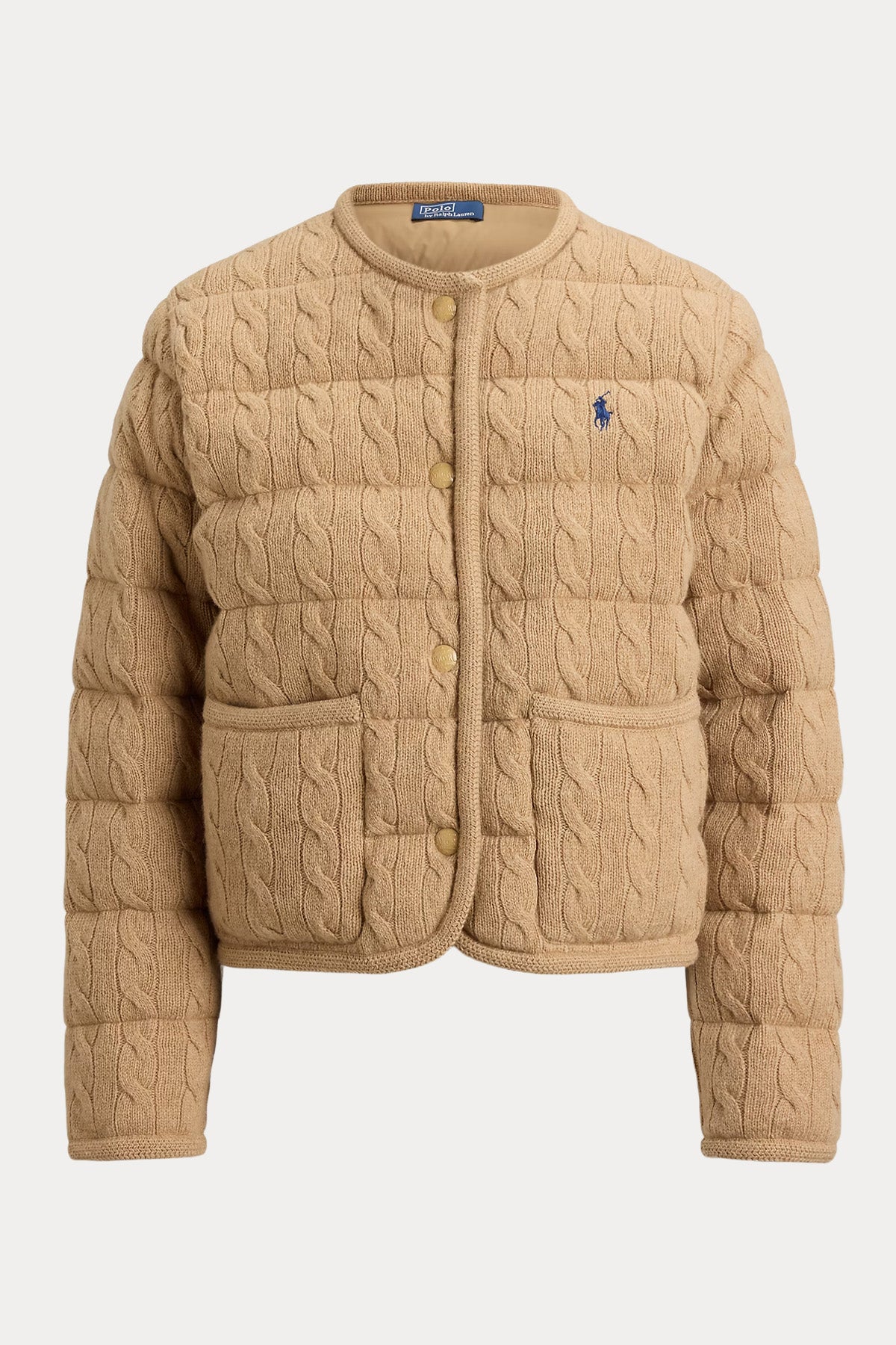 Polo Ralph Lauren Regular Fit Kaşmir Saç Örgü Yün Puffer Ceket