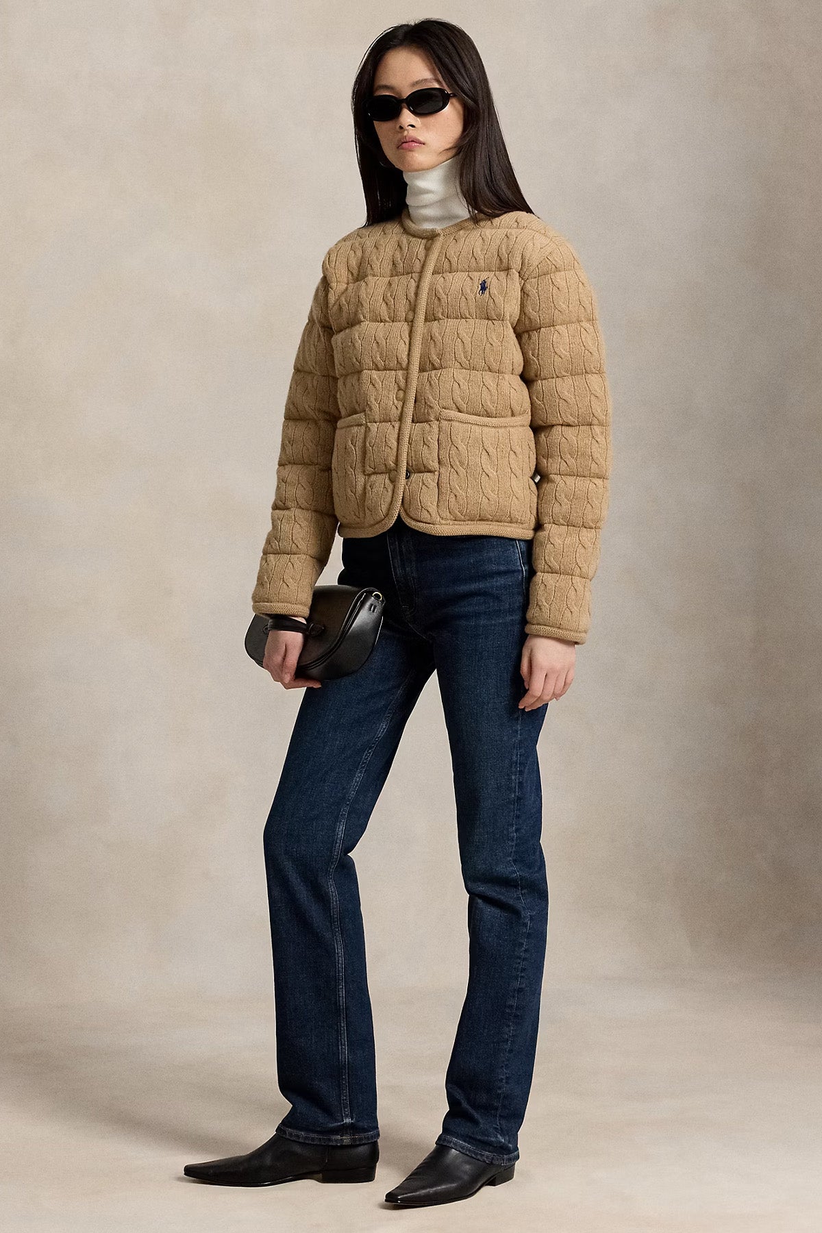 Polo Ralph Lauren Regular Fit Kaşmir Saç Örgü Yün Puffer Ceket