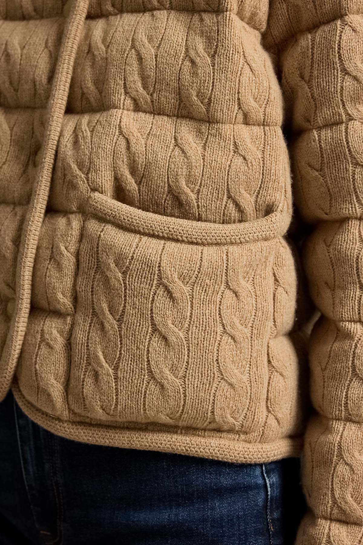 Polo Ralph Lauren Regular Fit Kaşmir Saç Örgü Yün Puffer Ceket