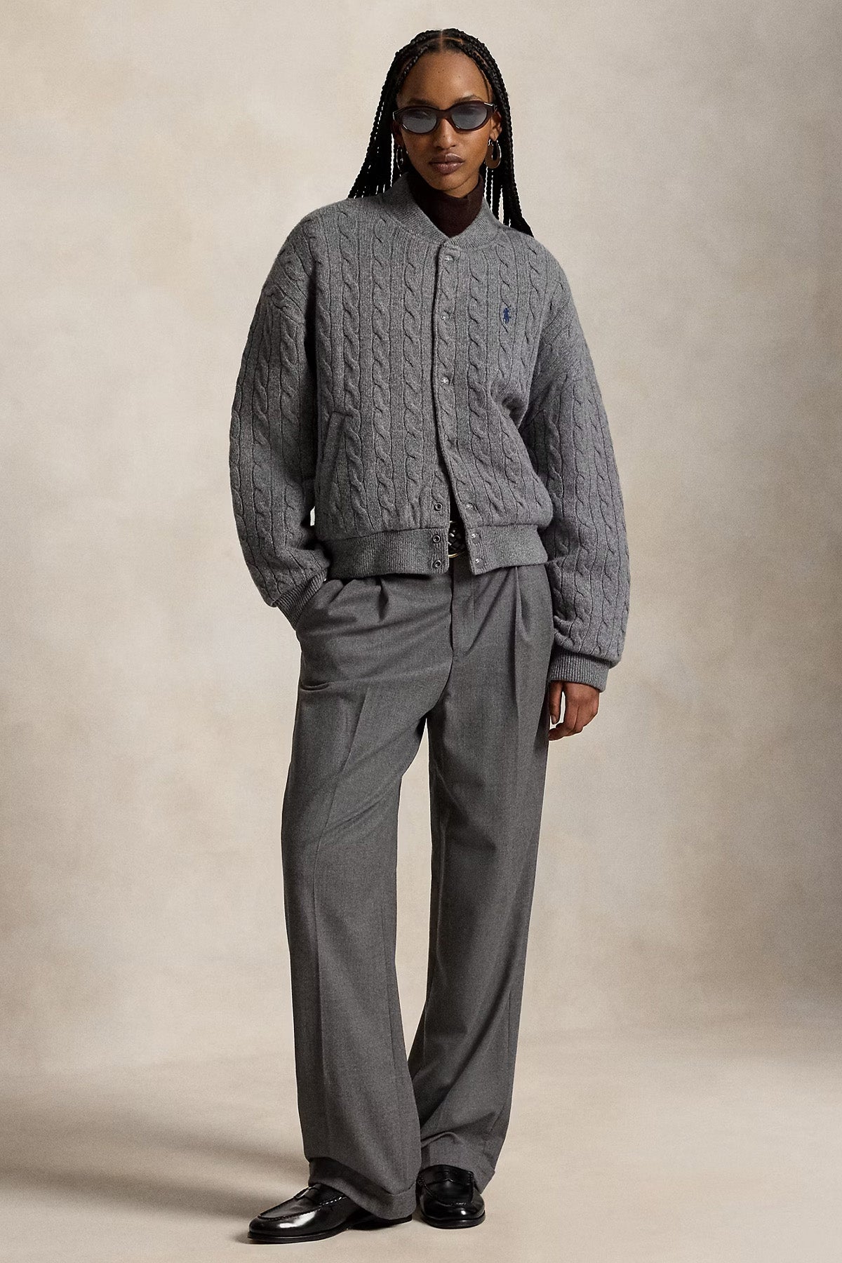 Polo Ralph Lauren Relaxed Fit Kaşmir Saç Örgü Yün Puffer Ceket