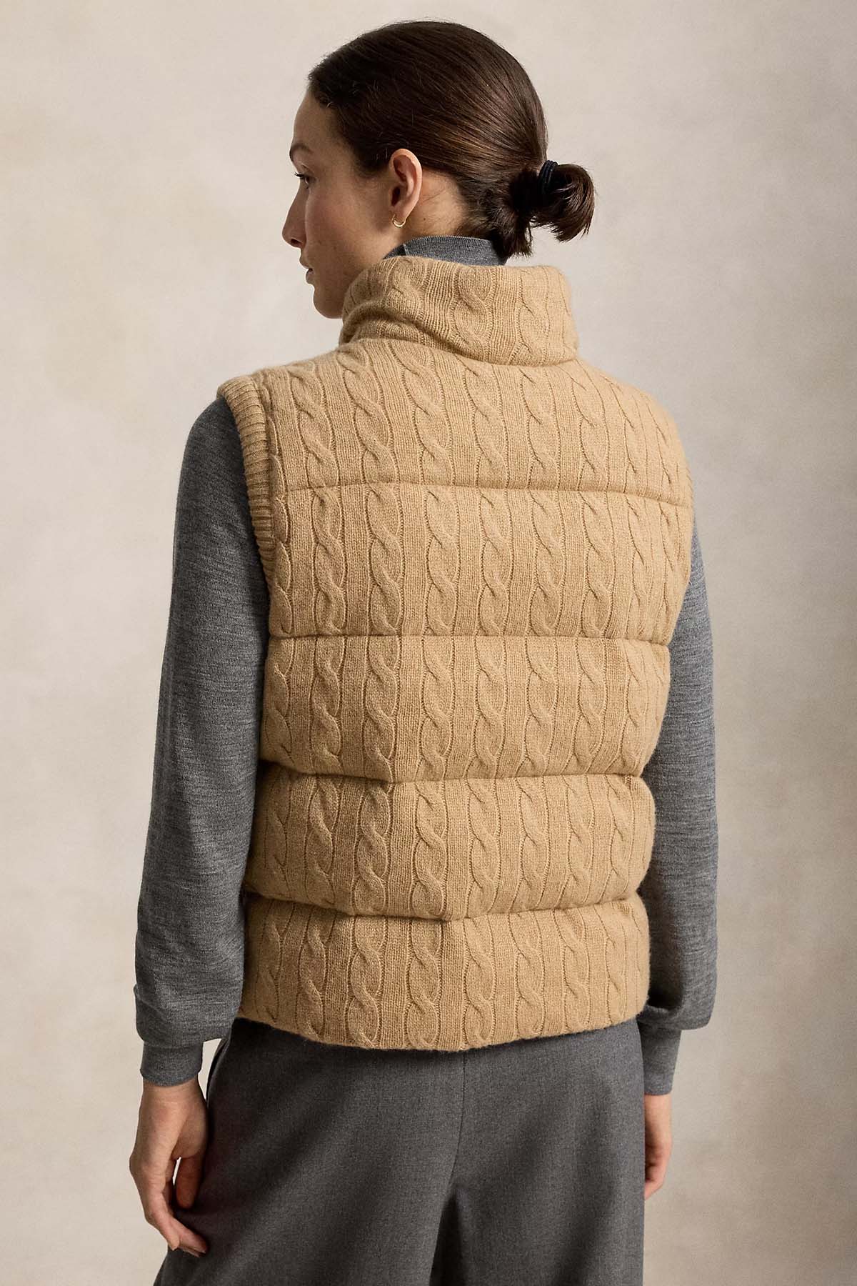 Polo Ralph Lauren Regular Fit Kaşmir Saç Örgü Yün Puffer Yelek