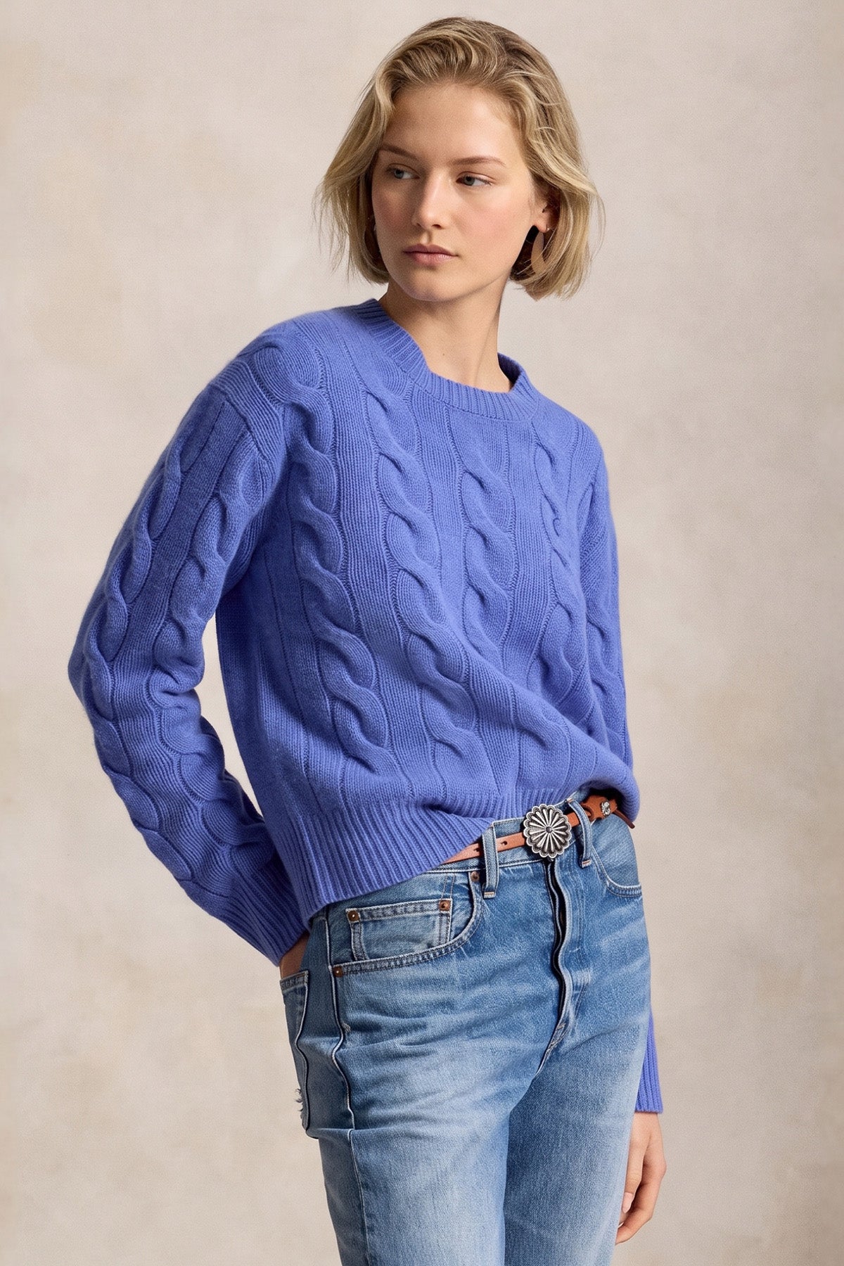 Polo Ralph Lauren Relaxed Fit Saç Örgü Kaşmir Yün Triko