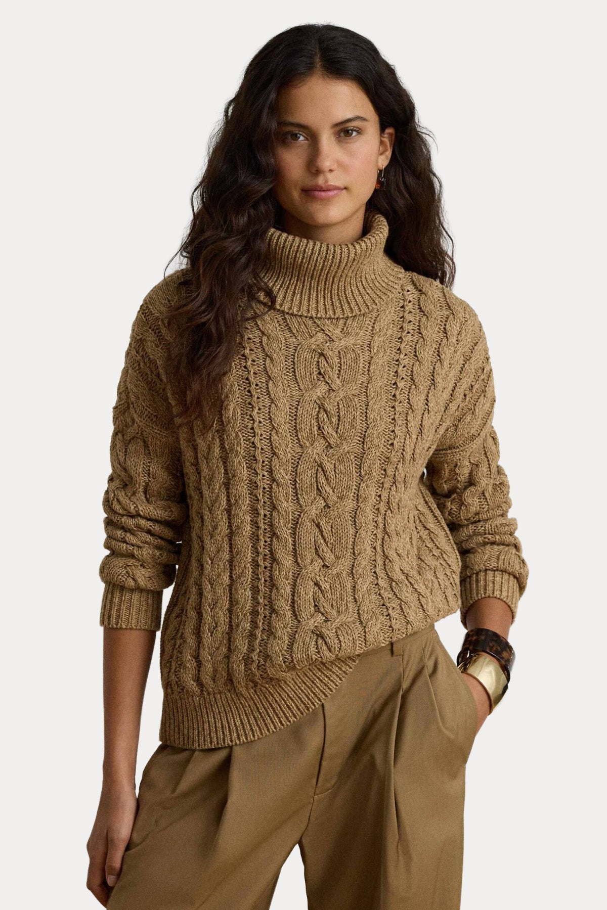 Polo Ralph Lauren Relaxed Fit Balıkçı Yaka Saç Örgü Triko