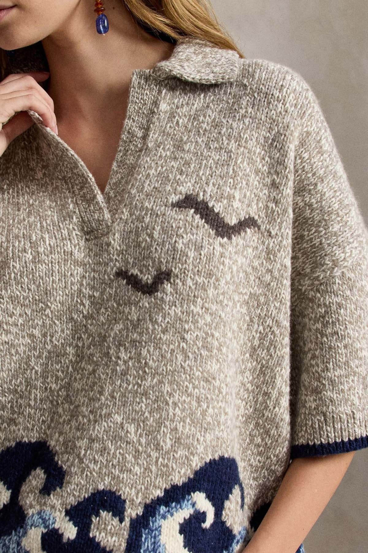 Polo Ralph Lauren Relaxed Fit Polo V Yaka Örgü Yün Triko