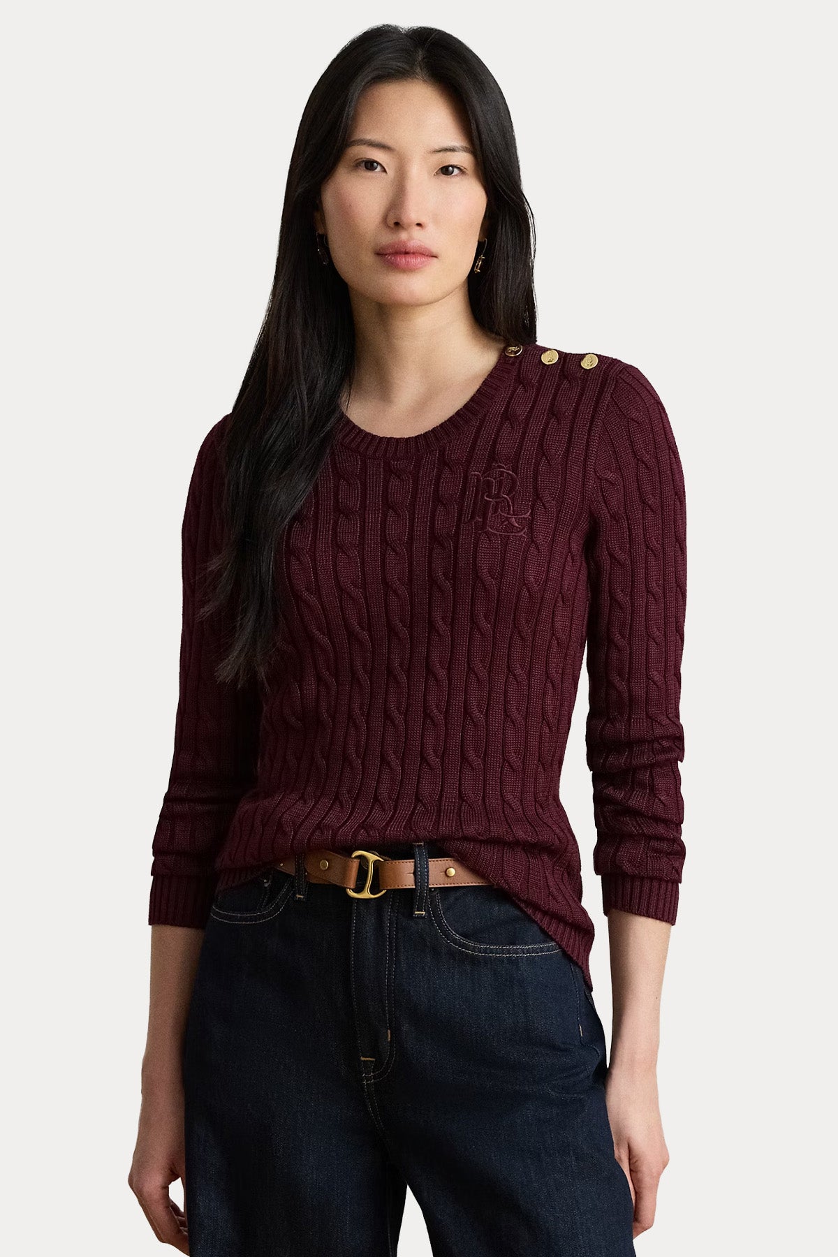 Polo Ralph Lauren Regular Fit Yuvarlak Yaka Saç Örgü Triko
