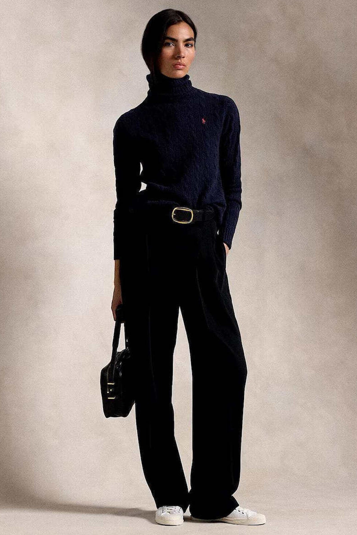 Polo Ralph Lauren Balıkçı Yaka Kaşmir Saç Örgü Yün Triko