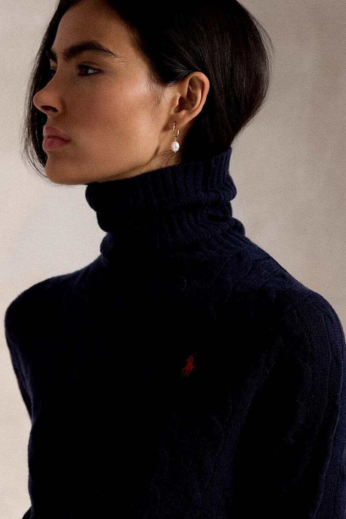 Polo Ralph Lauren Balıkçı Yaka Kaşmir Saç Örgü Yün Triko