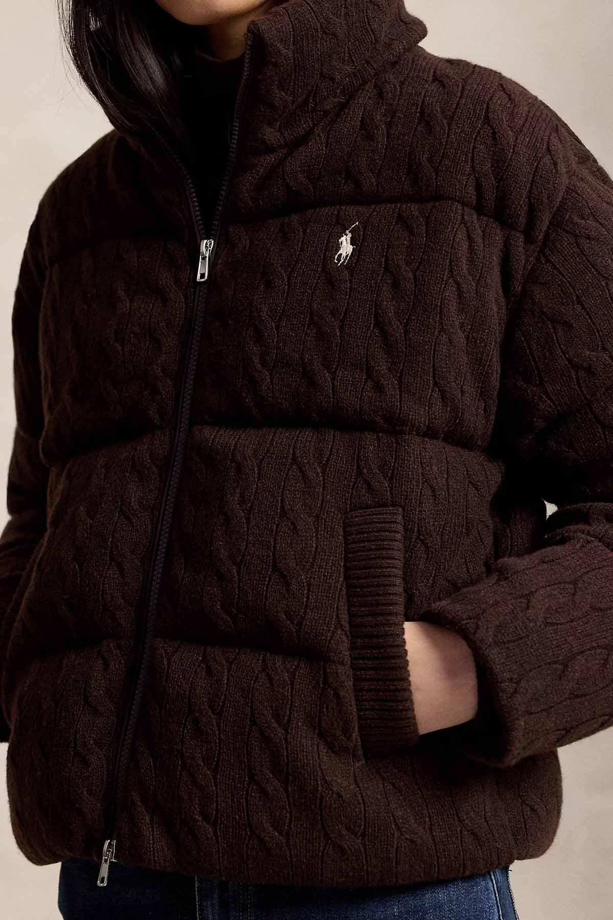 Polo Ralph Lauren Slightly Boxy Fit Kaşmir Saç Örgü Yün Puffer Mont