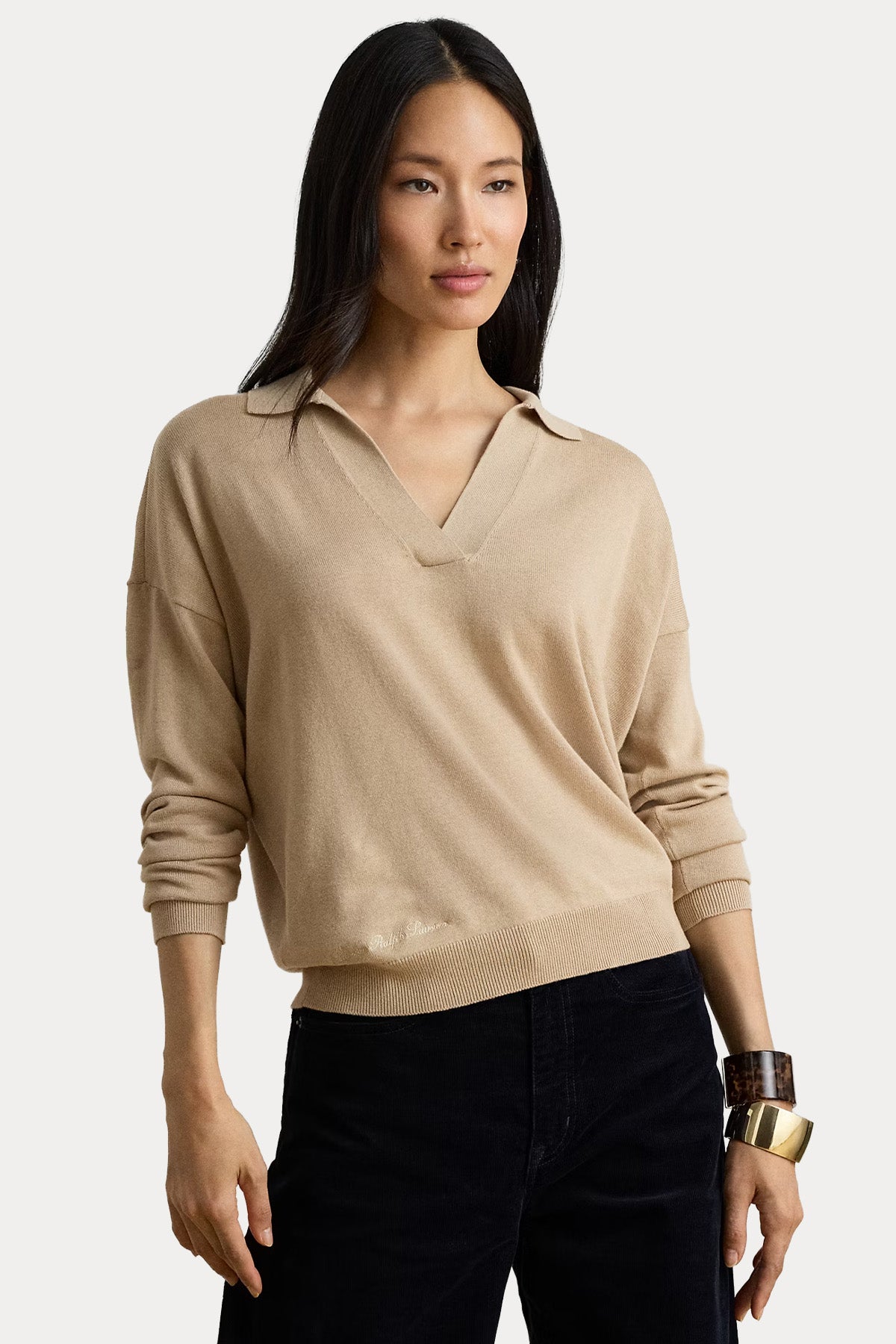 Polo Ralph Lauren Comfort Fit Polo V Yaka İnce Örgü Triko