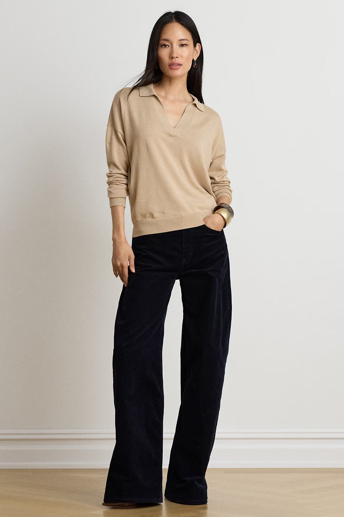 Polo Ralph Lauren Comfort Fit Polo V Yaka İnce Örgü Triko