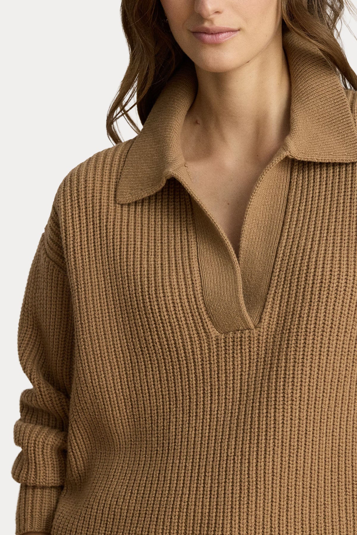 Polo Ralph Lauren Relaxed Fit Polo V Yaka Örgü Yün Triko