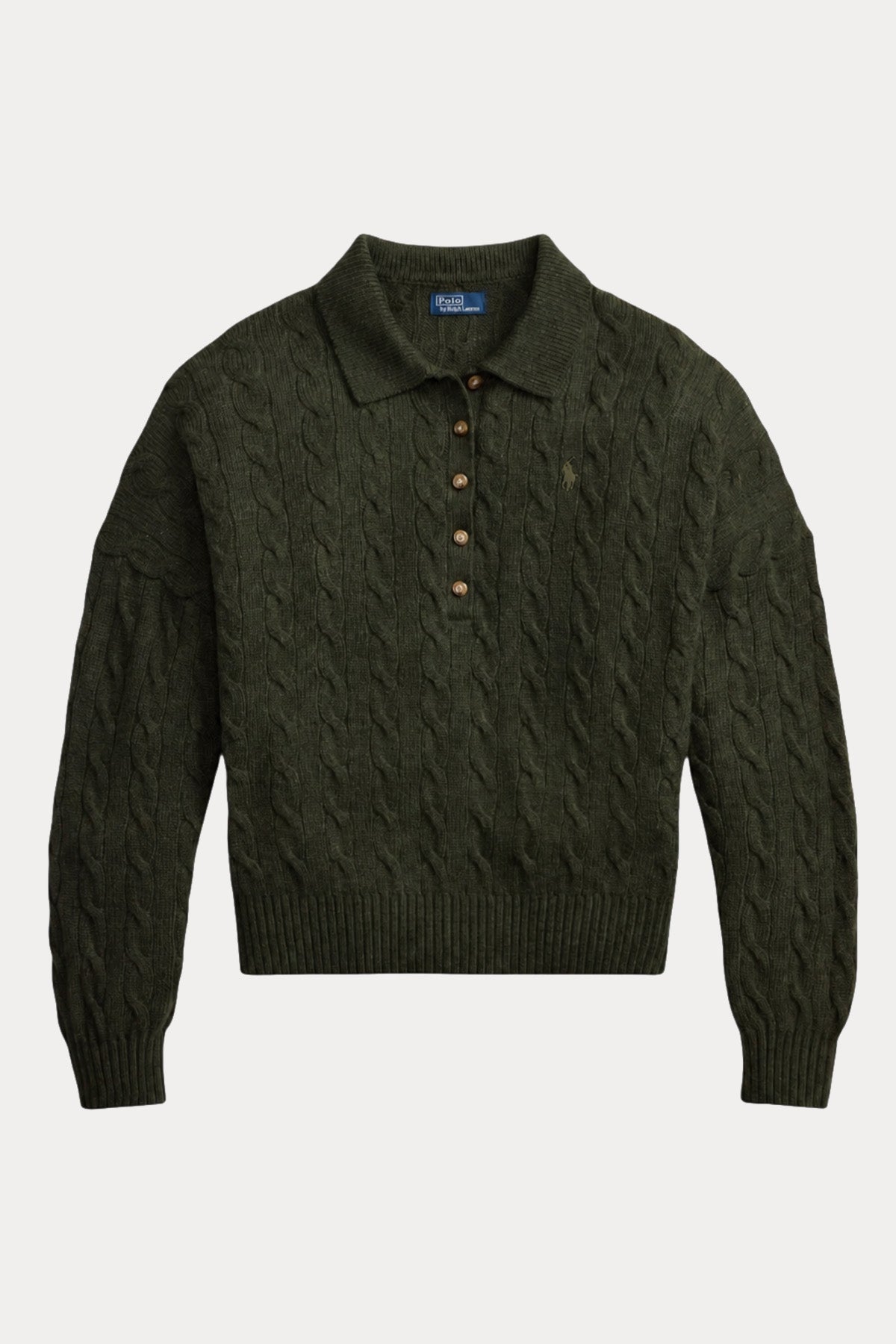 Polo Ralph Lauren Relaxed Fit Kaşmir Saç Örgü Polo Yaka Yün Triko
