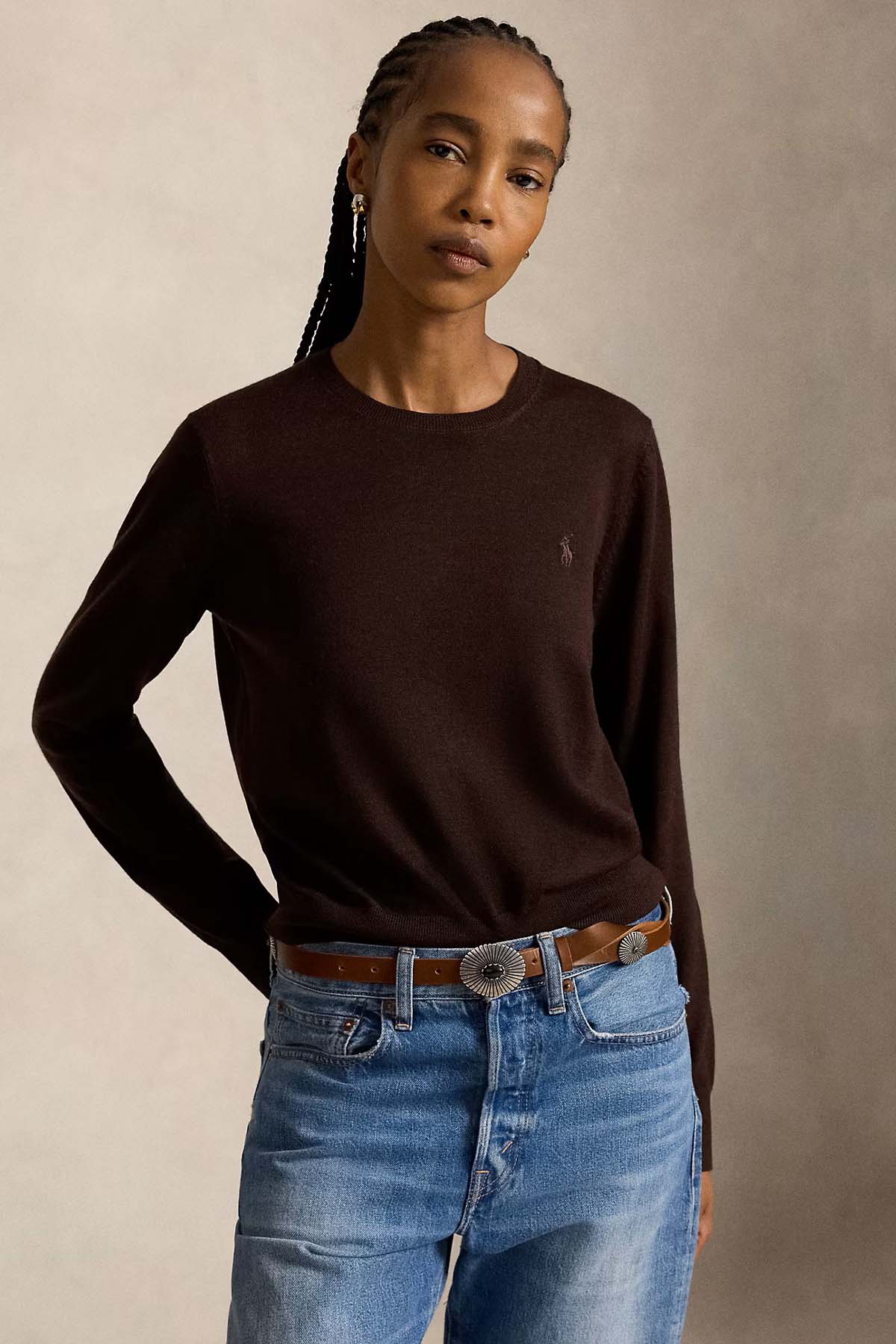 Polo Ralph Lauren Slim Fit Yuvarlak Yaka İnce Örgü Yün Triko