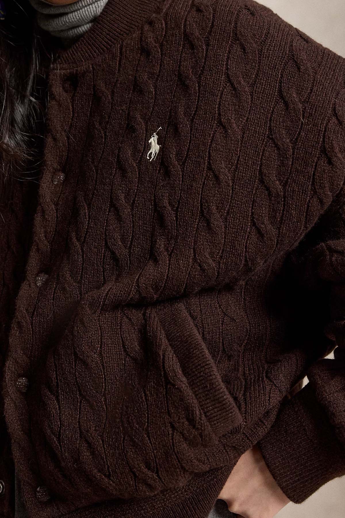 Polo Ralph Lauren Relaxed Fit Kaşmir Saç Örgü Yün Puffer Ceket