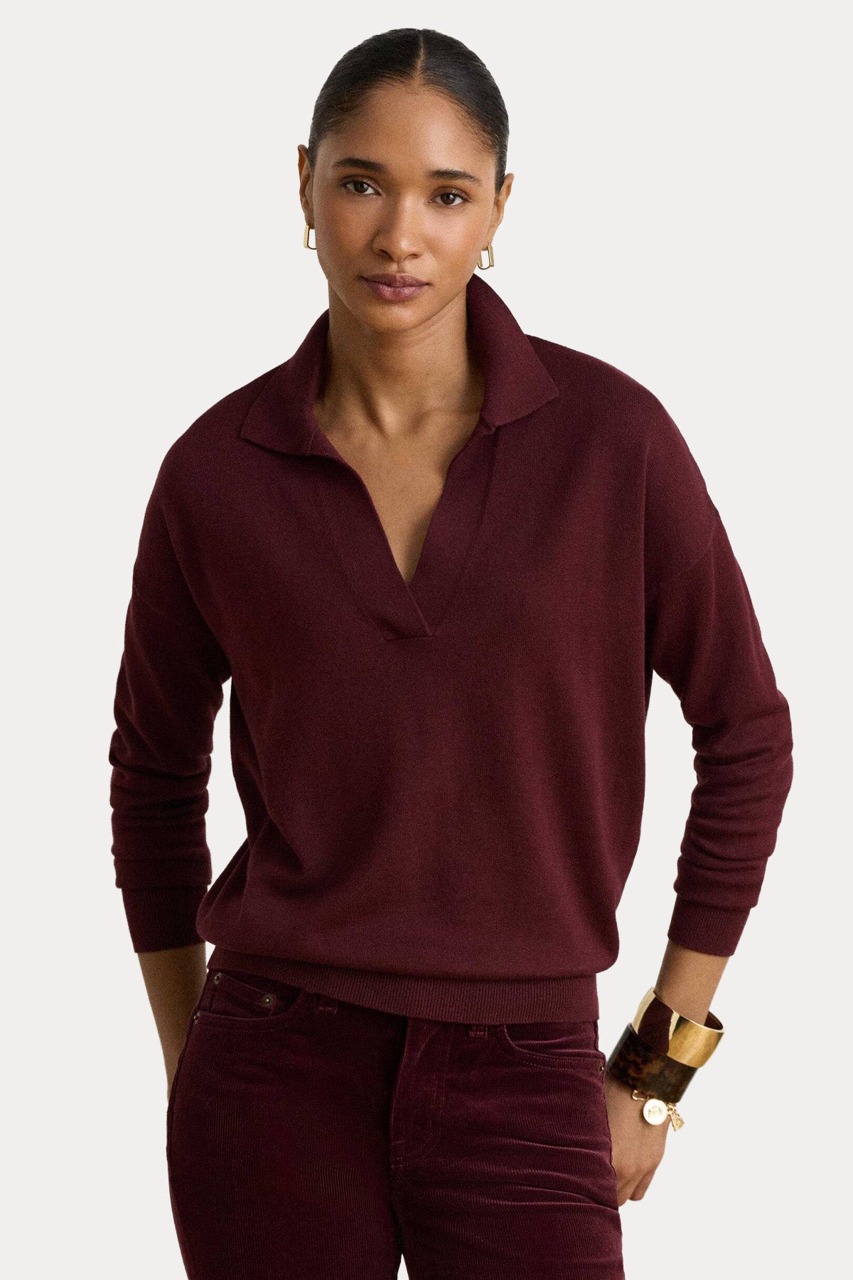 Polo Ralph Lauren Comfort Fit Polo V Yaka İnce Örgü Triko