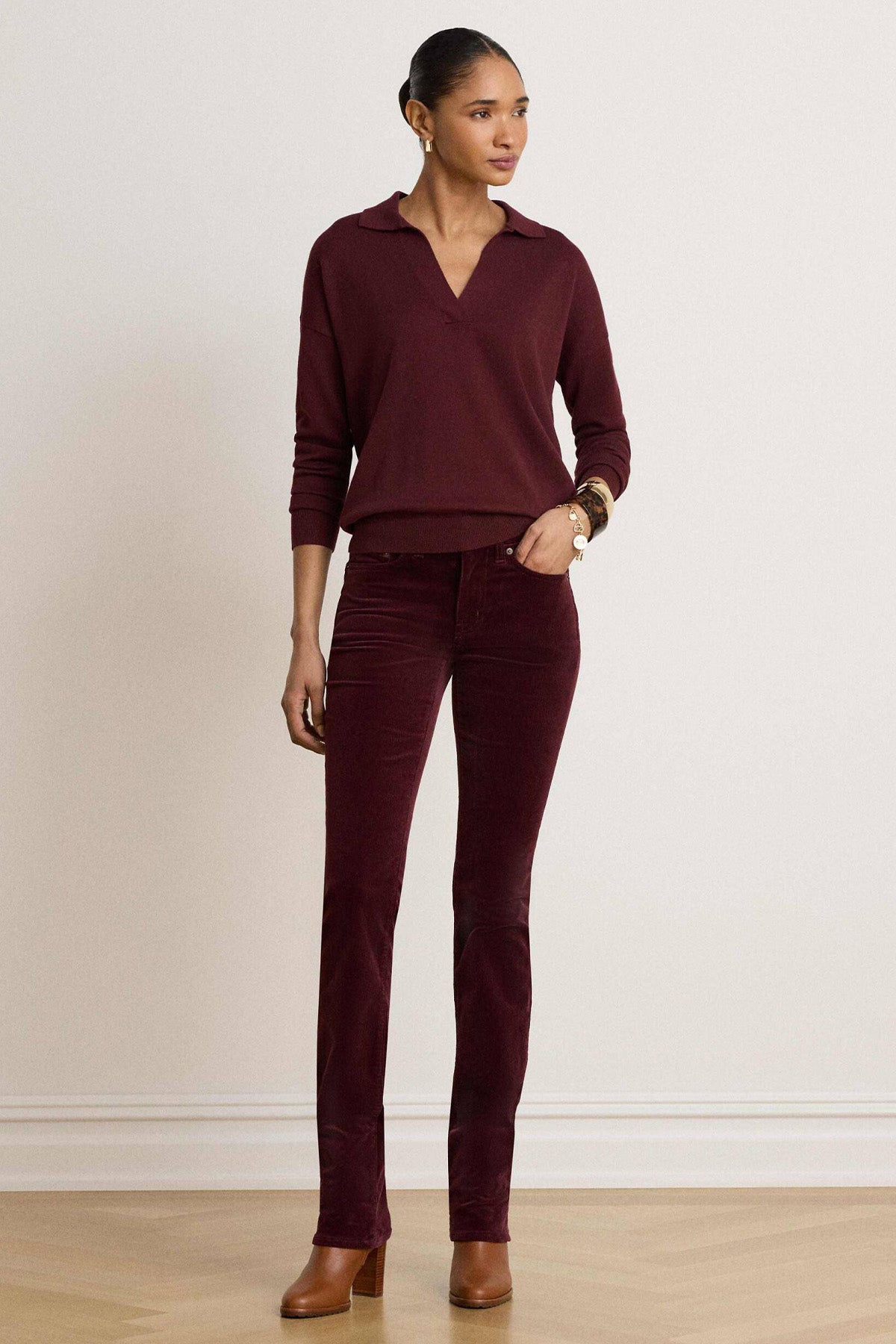Polo Ralph Lauren Comfort Fit Polo V Yaka İnce Örgü Triko