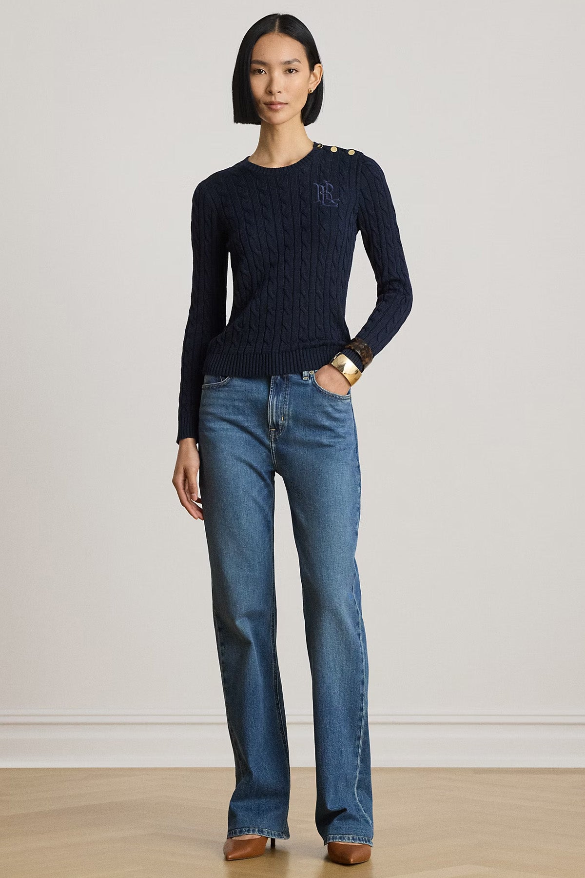 Polo Ralph Lauren Regular Fit Yuvarlak Yaka Saç Örgü Triko