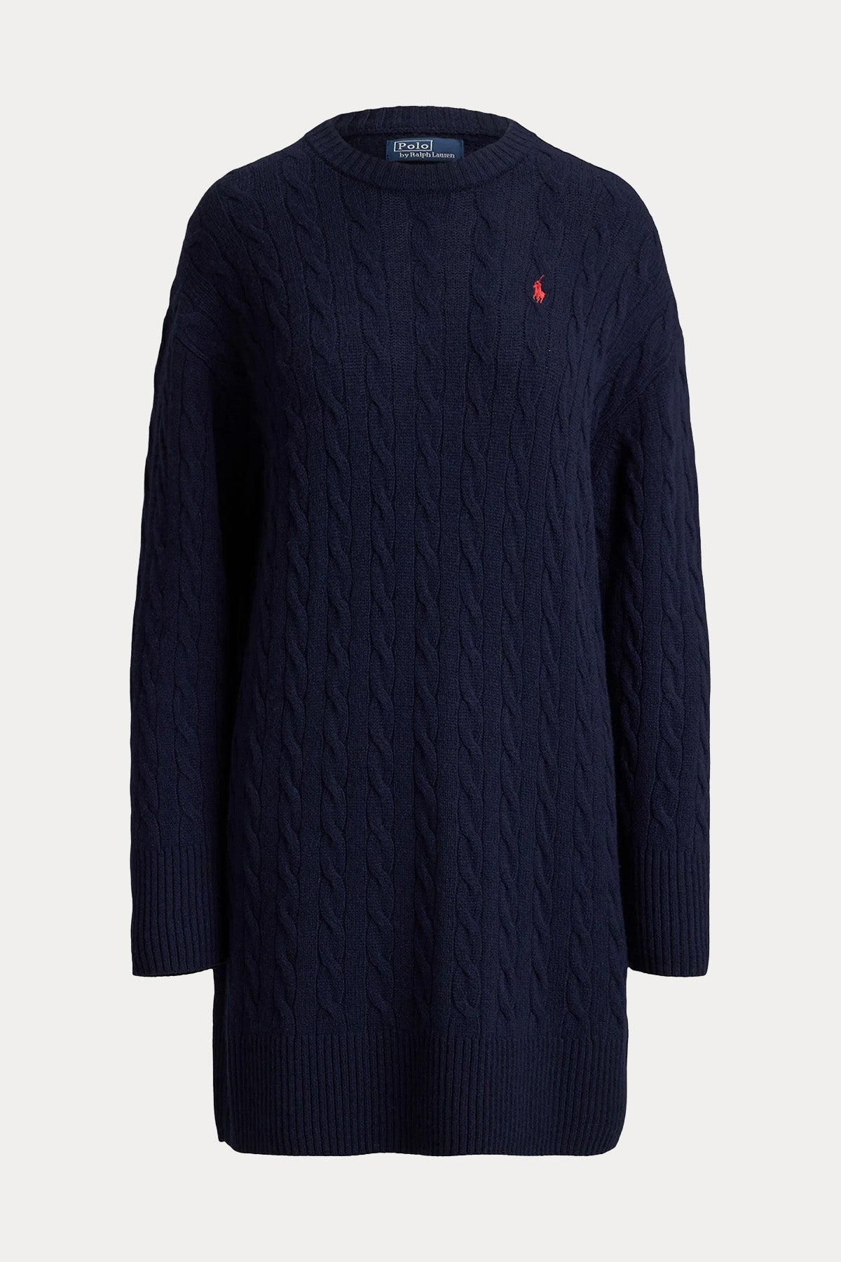 Polo Ralph Lauren Relaxed Fit Kaşmir Saç Örgü Mini Yün Triko Elbise