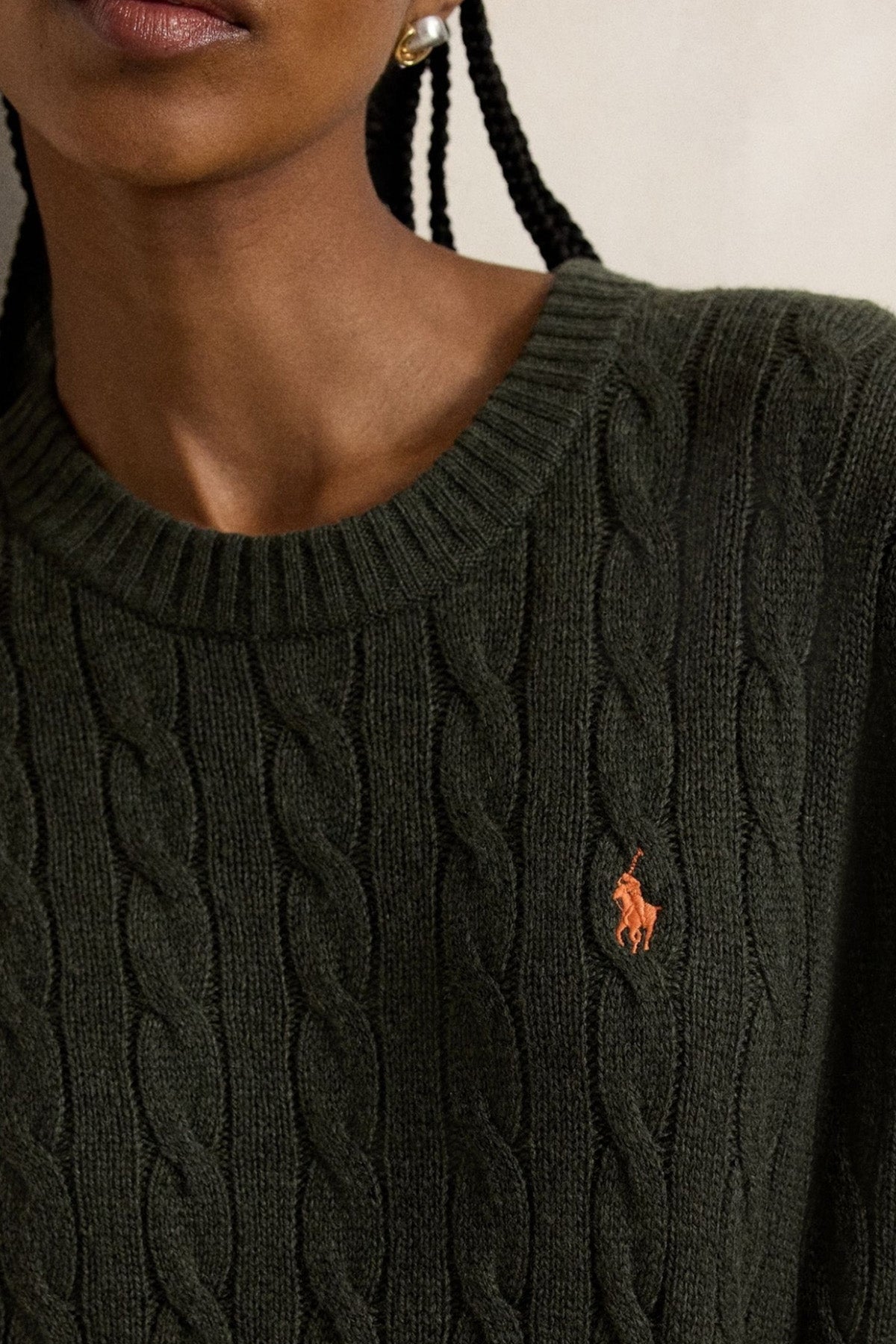 Polo Ralph Lauren Relaxed Fit Kaşmir Saç Örgü Mini Yün Triko Elbise