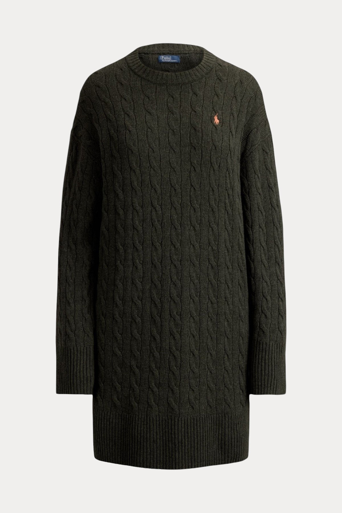 Polo Ralph Lauren Relaxed Fit Kaşmir Saç Örgü Mini Yün Triko Elbise