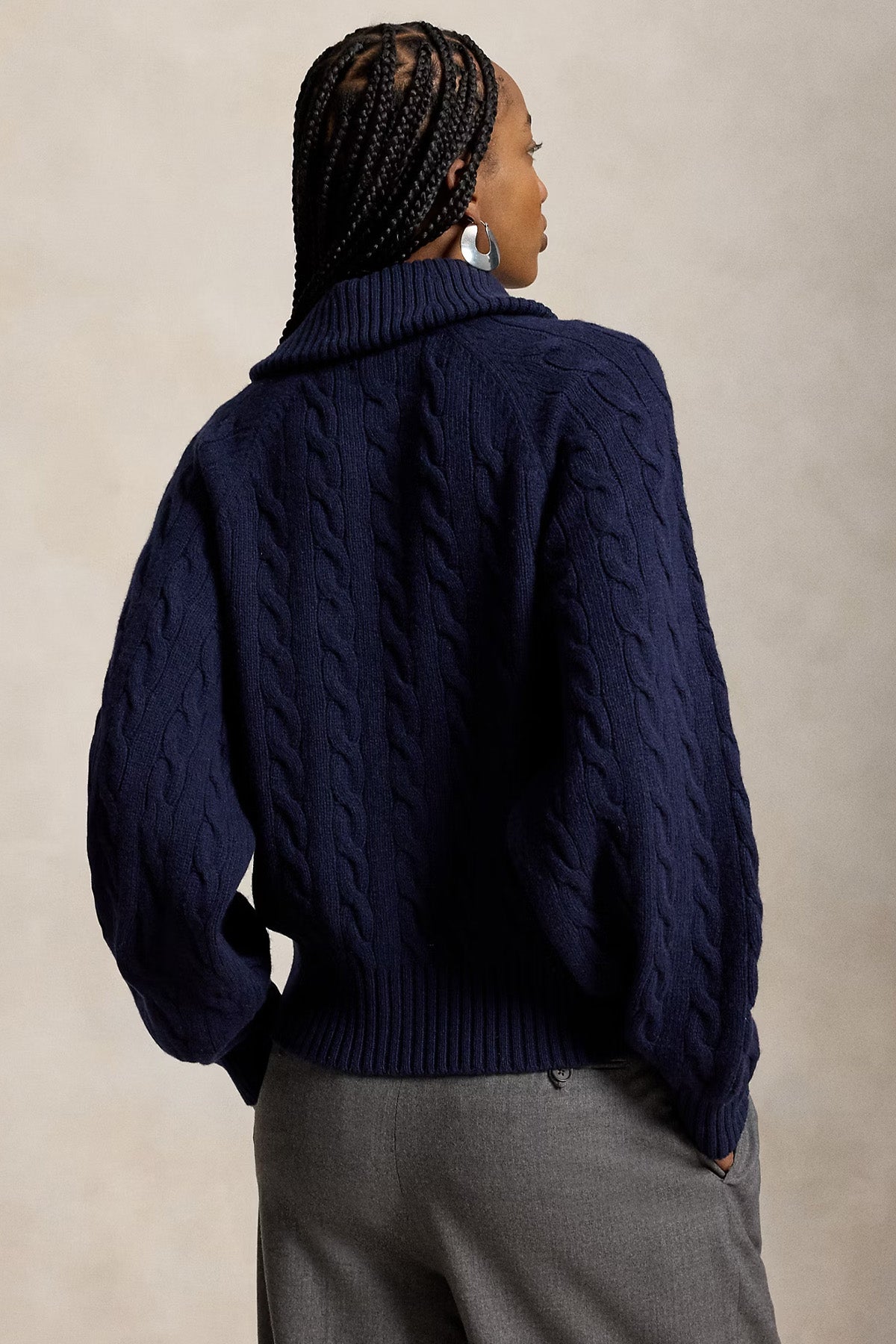 Polo Ralph Lauren Relaxed Fit Kaşmir Saç Örgü Yün Triko Ceket