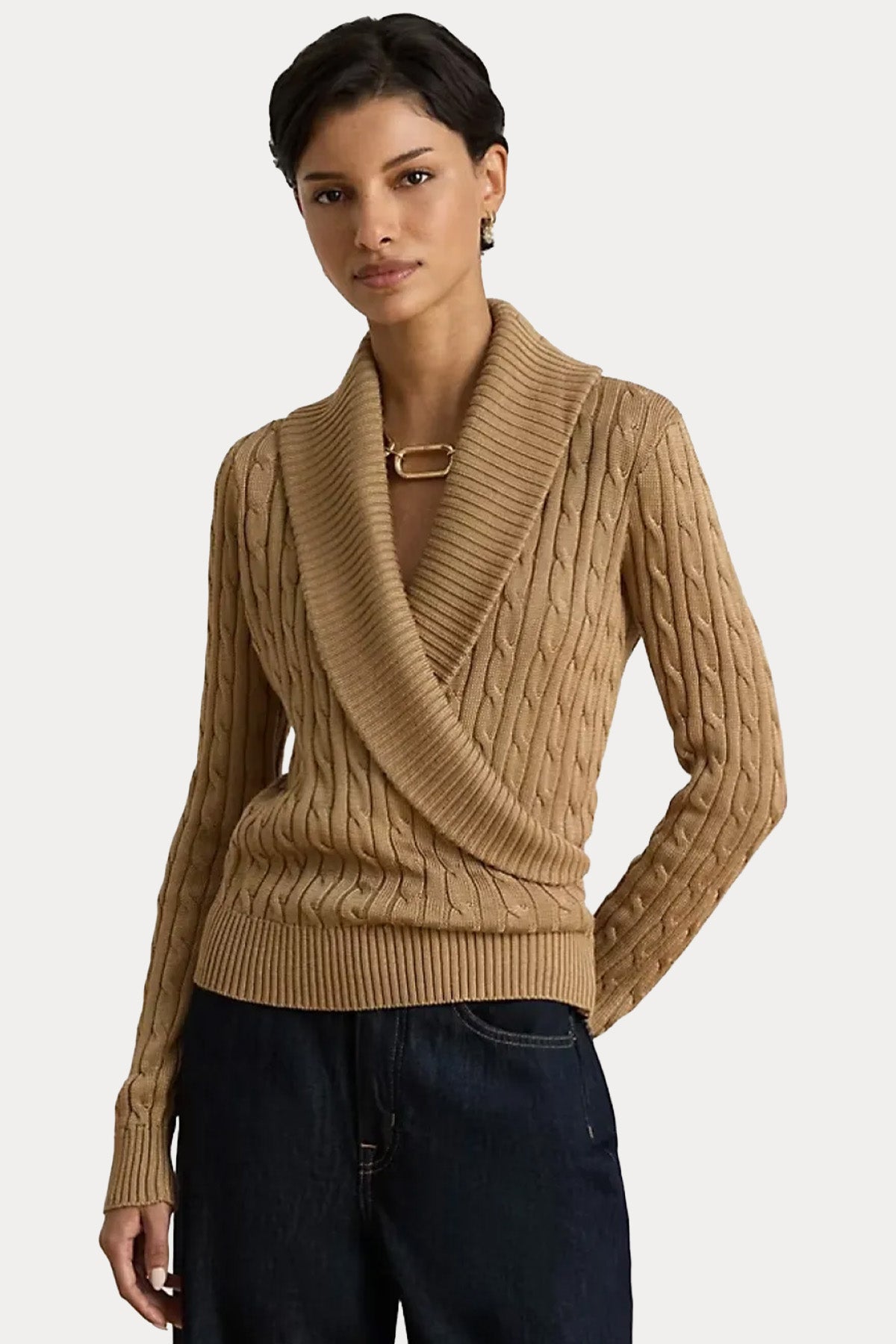 Polo Ralph Lauren Relaxed Fit Kruvaze Saç Örgü Triko