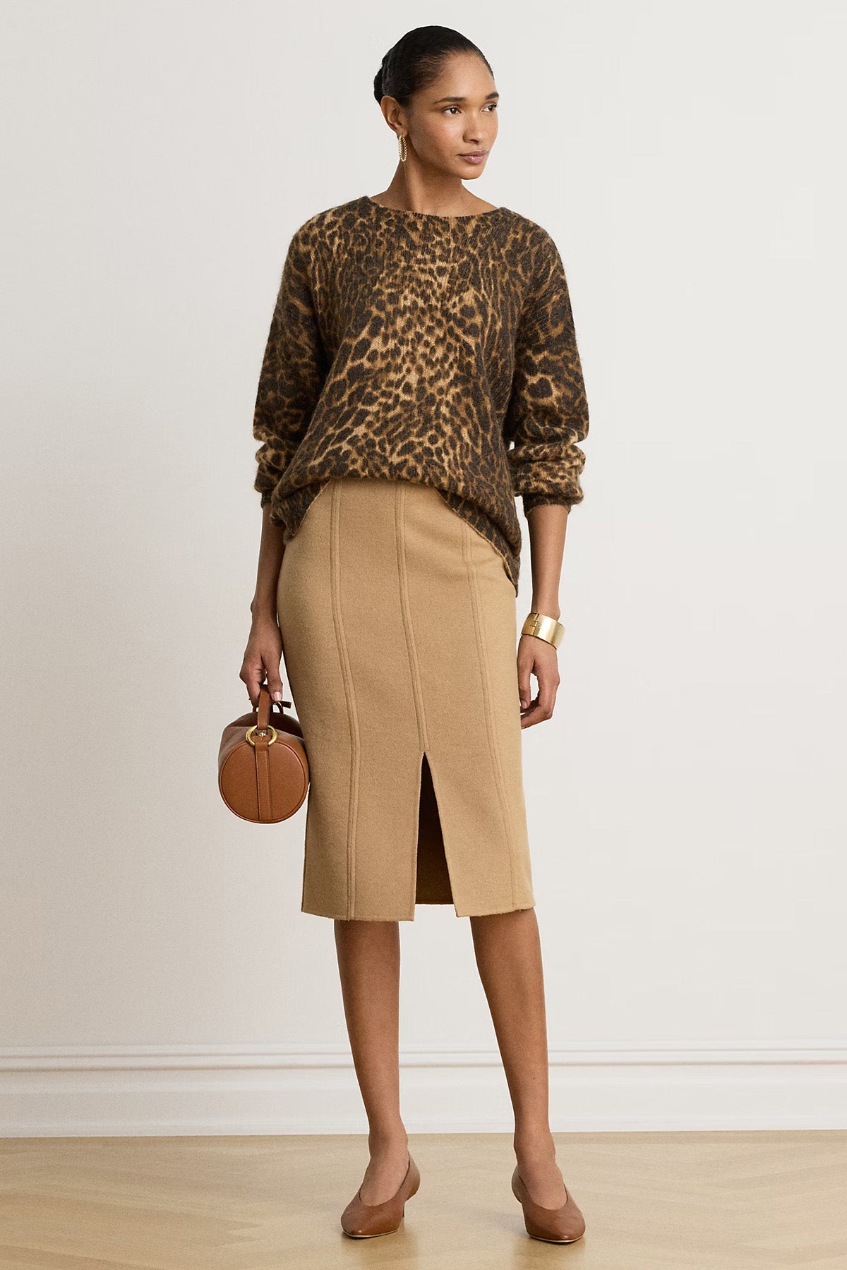 Polo Ralph Lauren Relaxed Fit Leopar Desenli Yün Triko