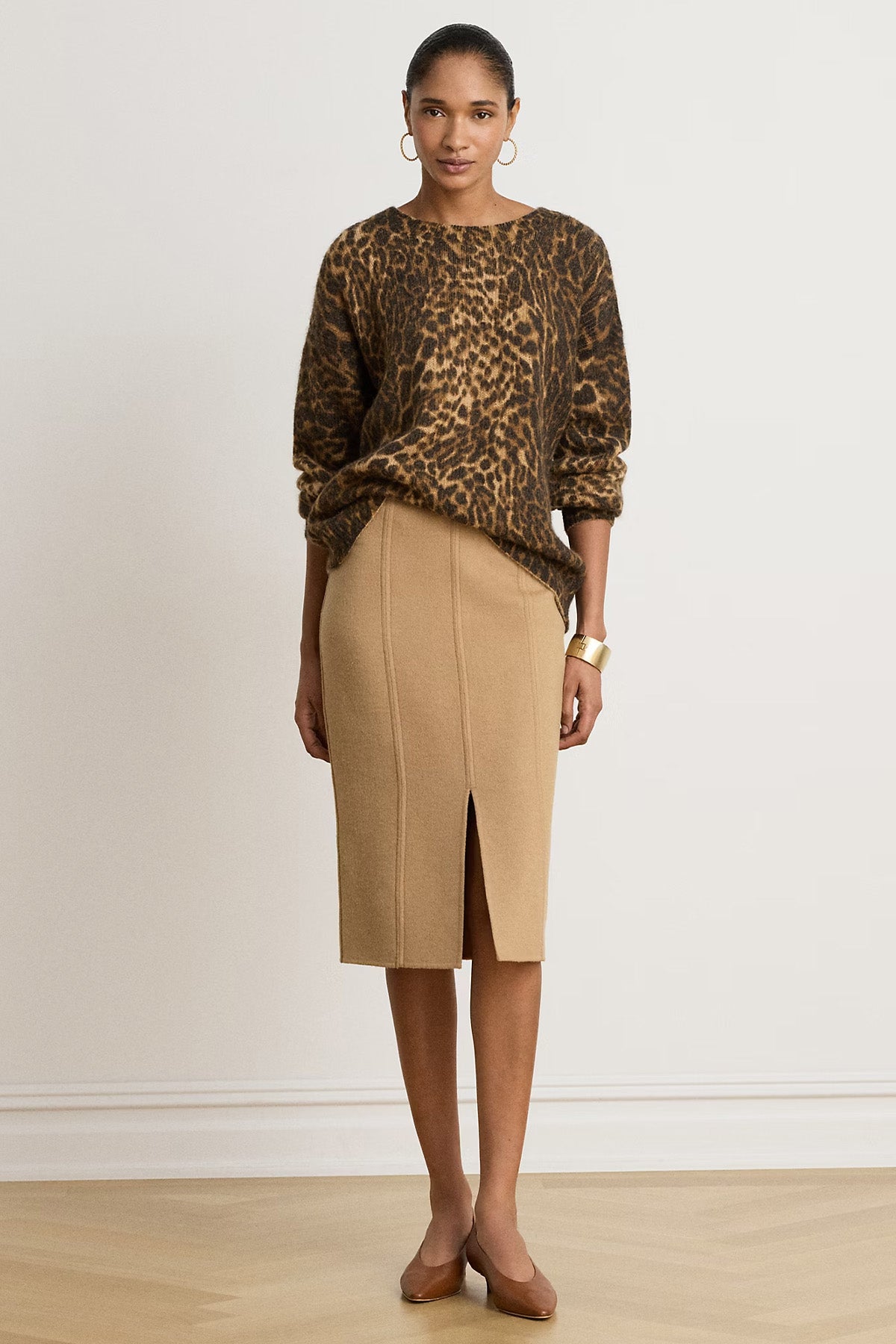 Polo Ralph Lauren Relaxed Fit Leopar Desenli Yün Triko