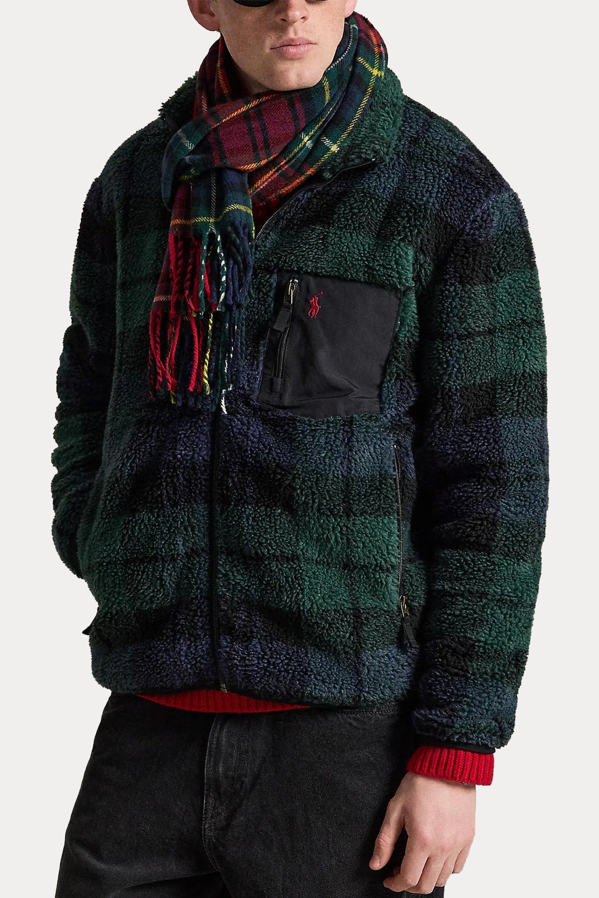 Polo Ralph Lauren Relaxed Fit Ekose Desenli Polar Ceket