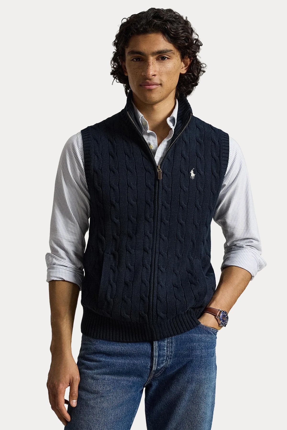 Polo Ralph Lauren Relaxed Fit Saç Örgü Triko Ceket