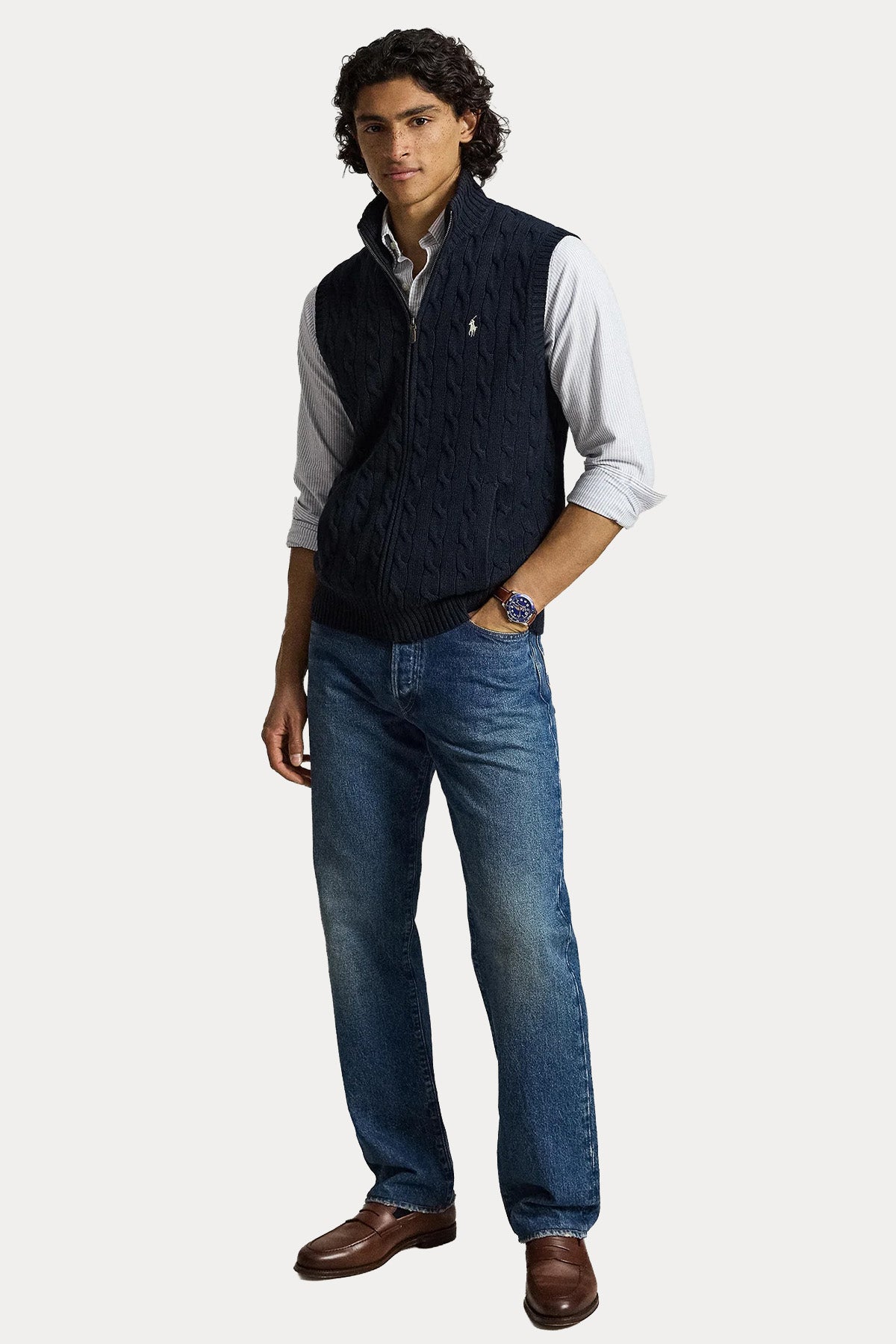 Polo Ralph Lauren Relaxed Fit Saç Örgü Triko Ceket