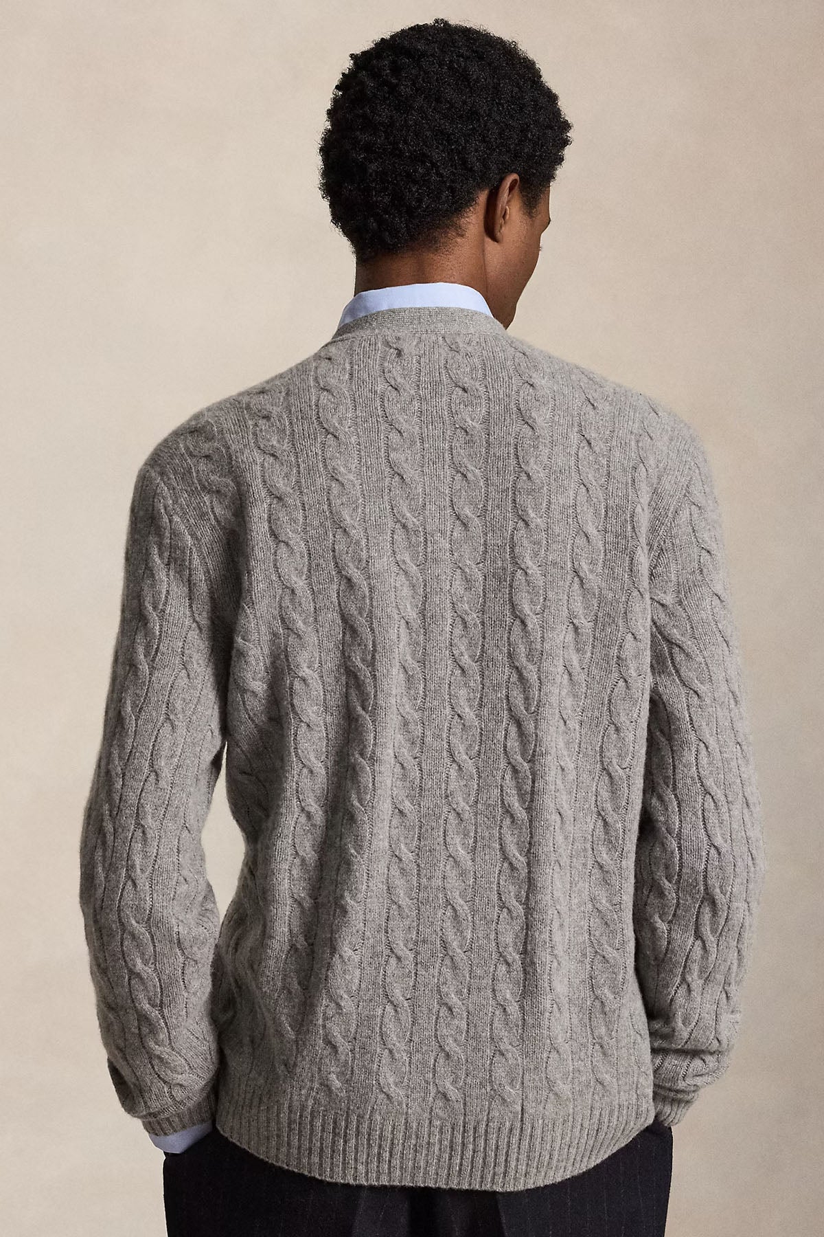 Polo Ralph Lauren V Yaka Saç Örgü Kaşmir Yün Triko Ceket