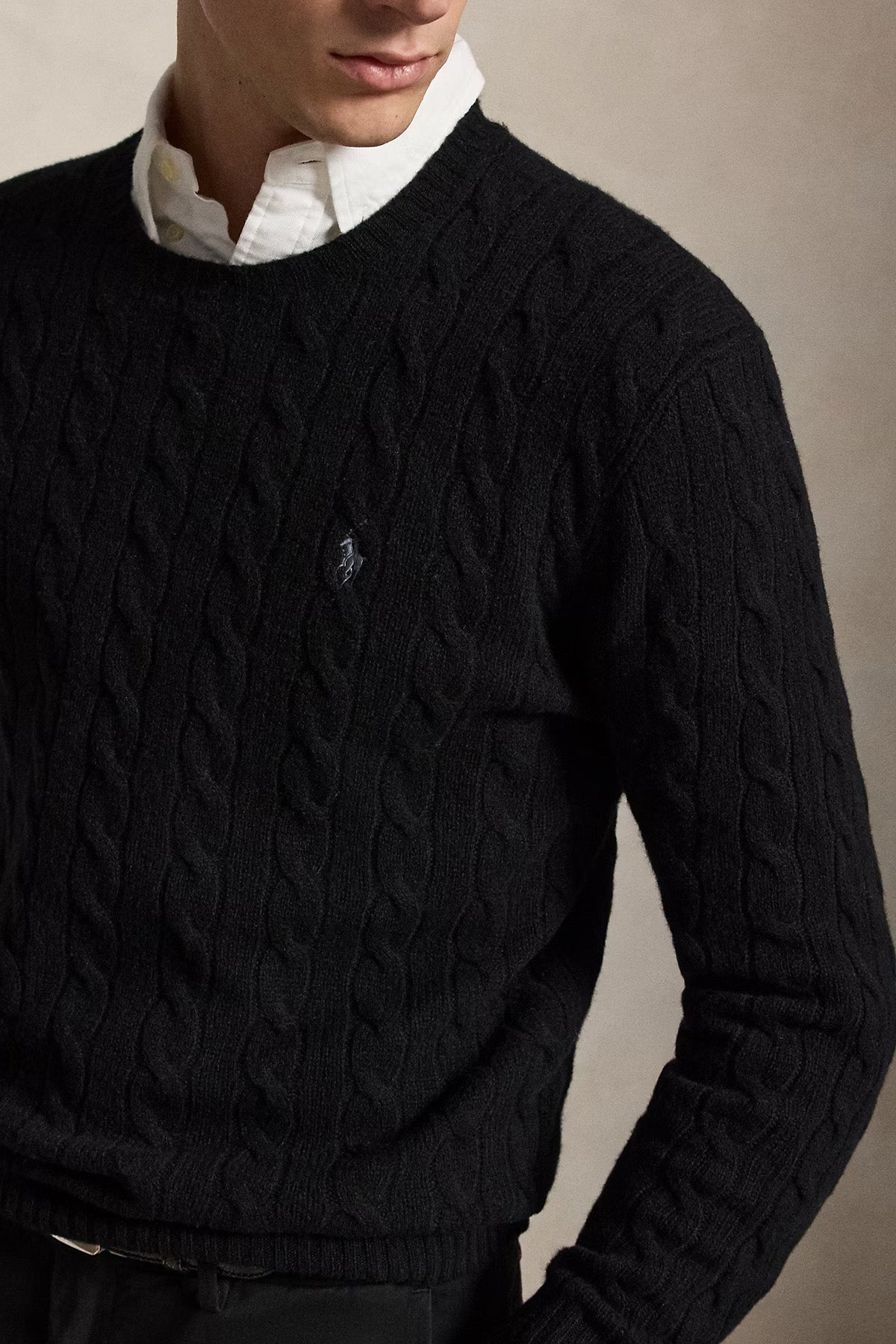 Polo Ralph Lauren Yuvarlak Yaka Saç Örgü Kaşmir Yün Triko