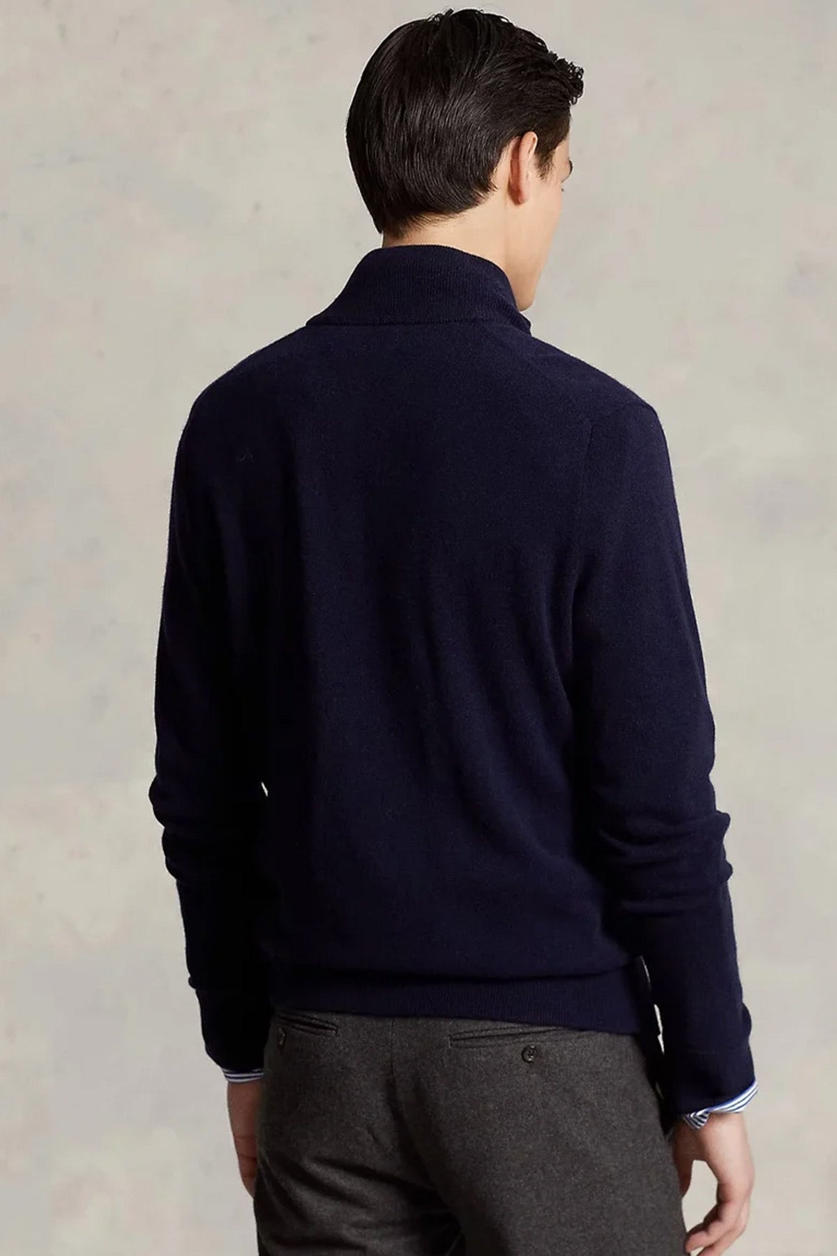 Polo Ralph Lauren Dik Yaka Fermuarlı Yün Triko Ceket