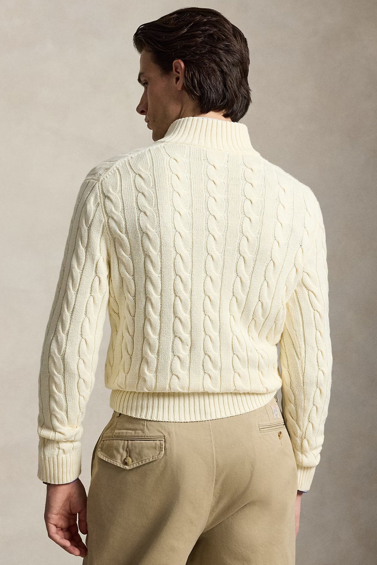 Polo Ralph Lauren Yarım Fermuarlı Dik Yaka Saç Örgü Triko